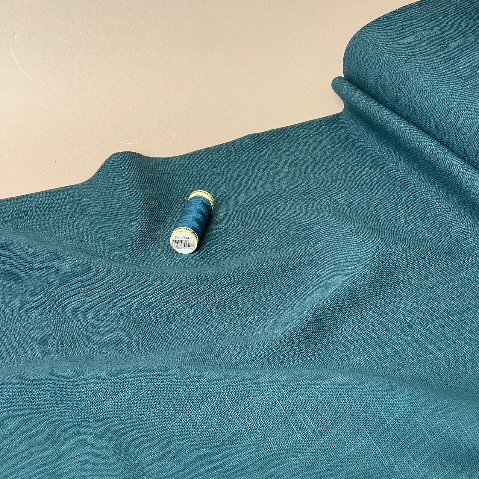 Breeze Petrol - Enzyme Washed Pure Linen Fabric