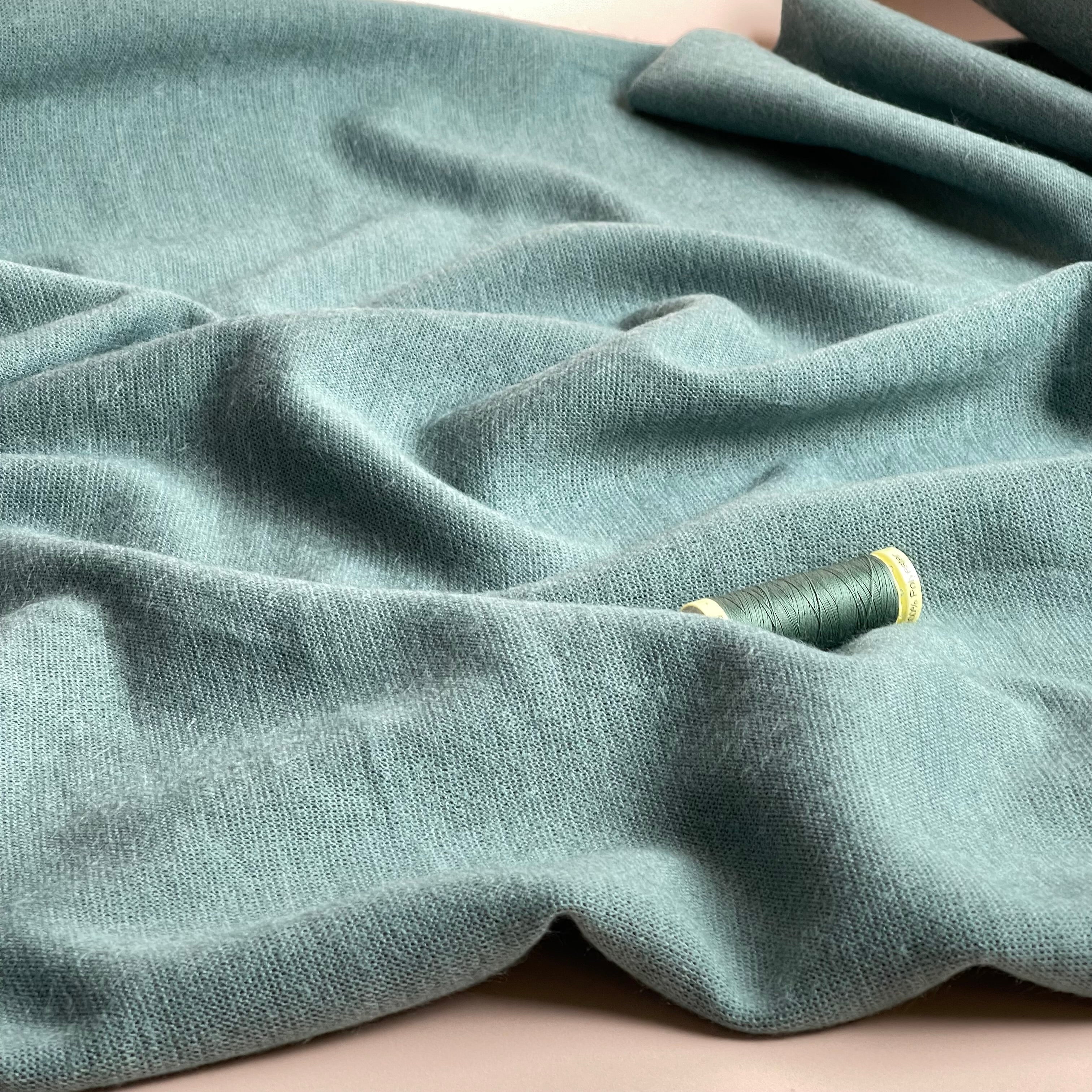 Soft Touch Viscose Blend Sweater Knit in Duck Egg