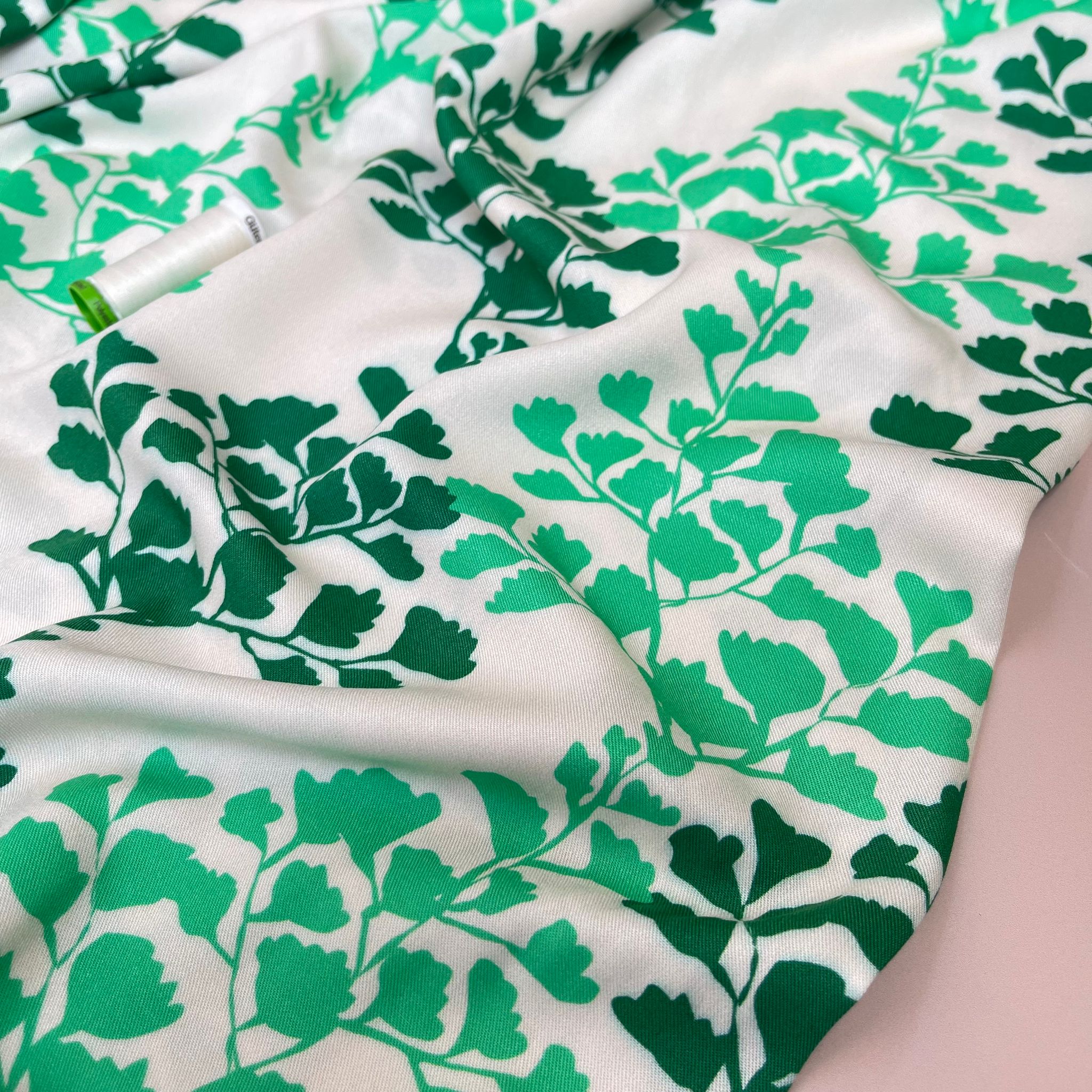 Light & Lush - Emerald Leaves Viscose Twill Fabric