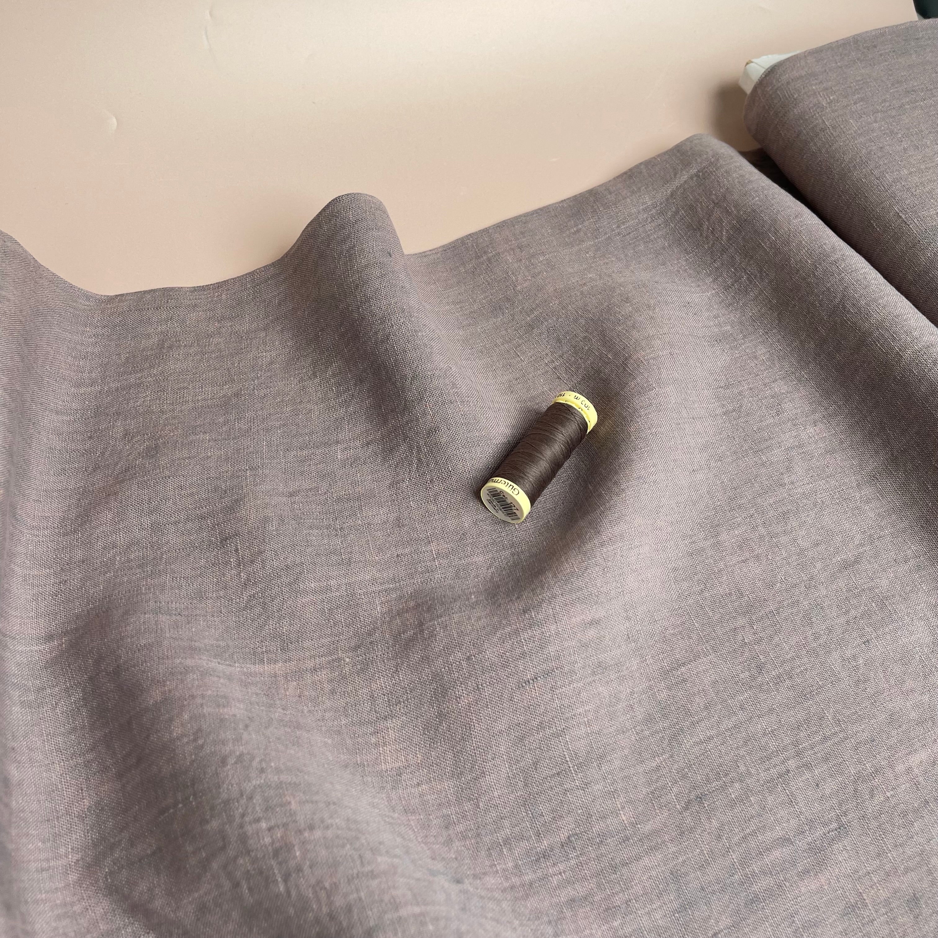 REMNANT 2.86 Metres - Yarn Dyed Pure Linen Fabric in Old Pink Melange