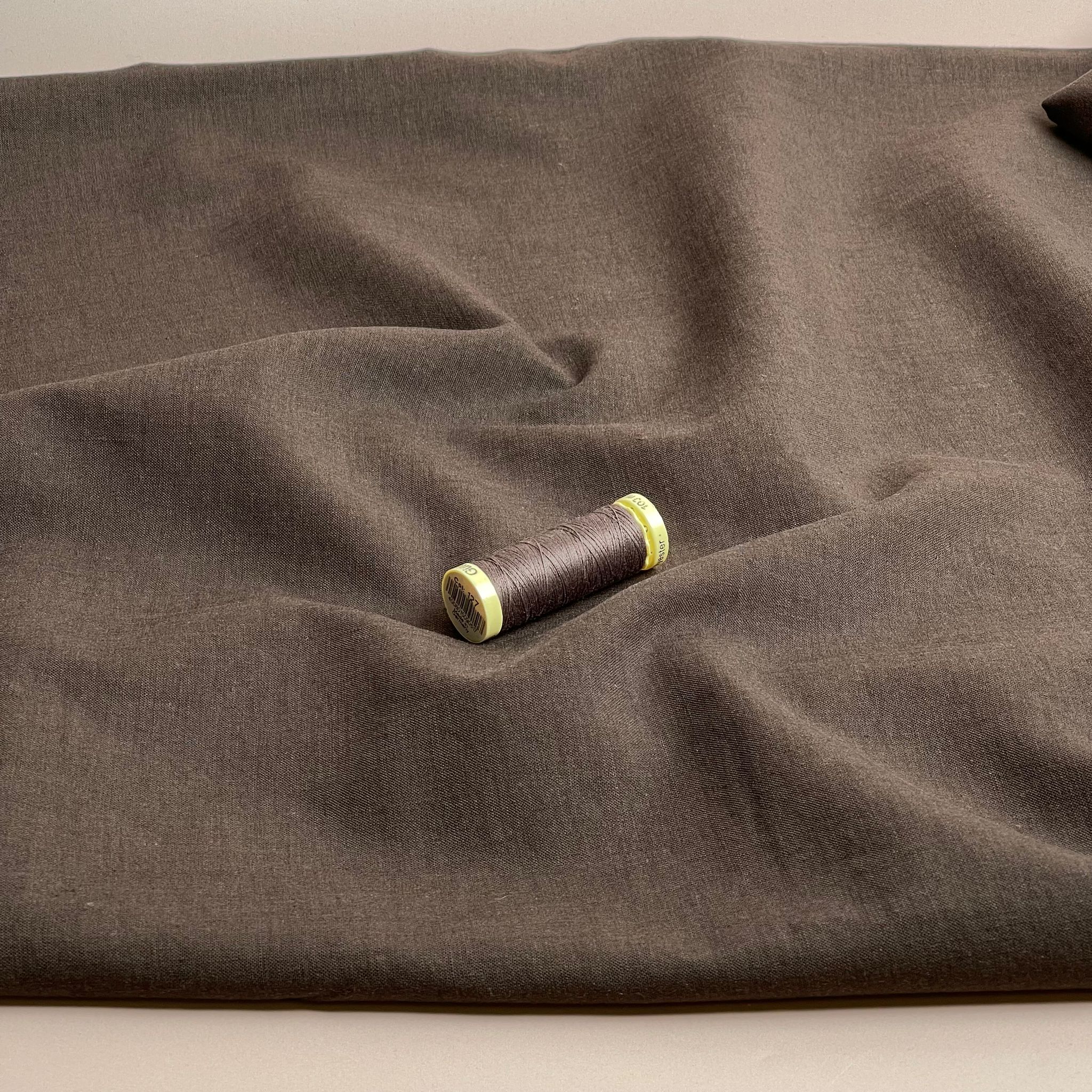 REMNANT 0.64 Metre - Sorona Linen in Brown - New Eco Linen Blend Fabric