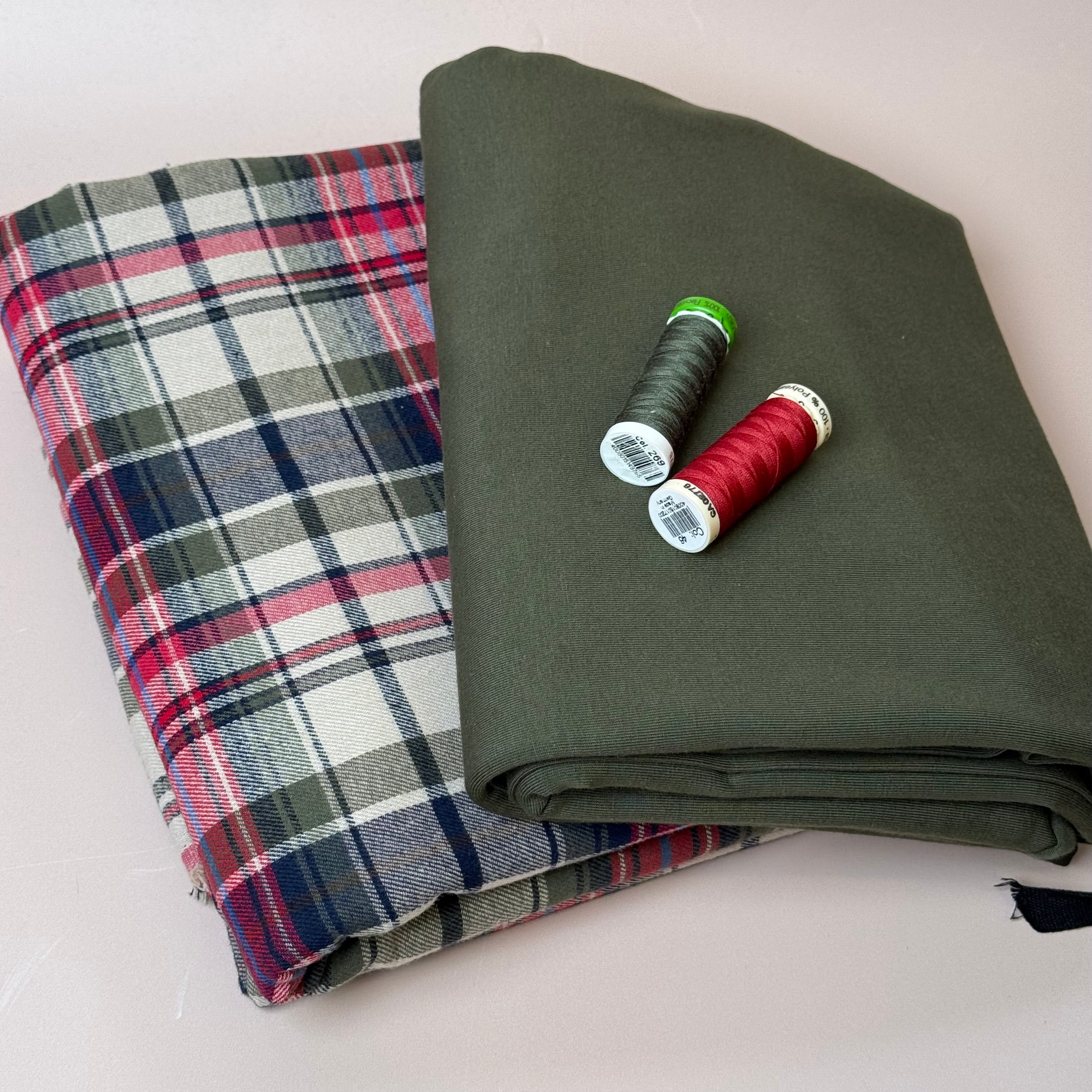Limited Edition - Luxury Pyjama Kit with Red & Khaki Checked Cotton Flannel and Jersey