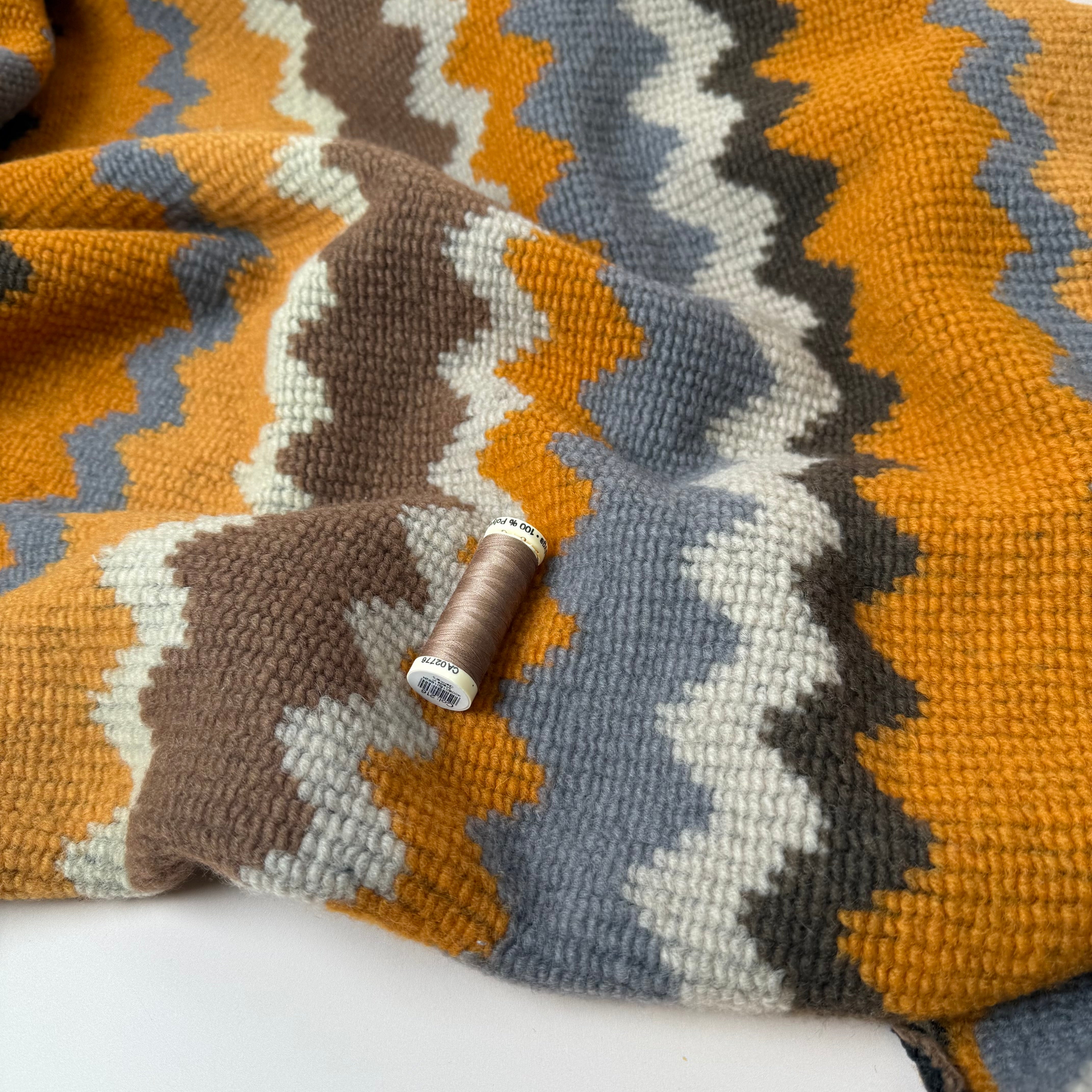 REMNANT 2.24 Metres - Autumn Zigzags Wool Blend Knitted Fabric
