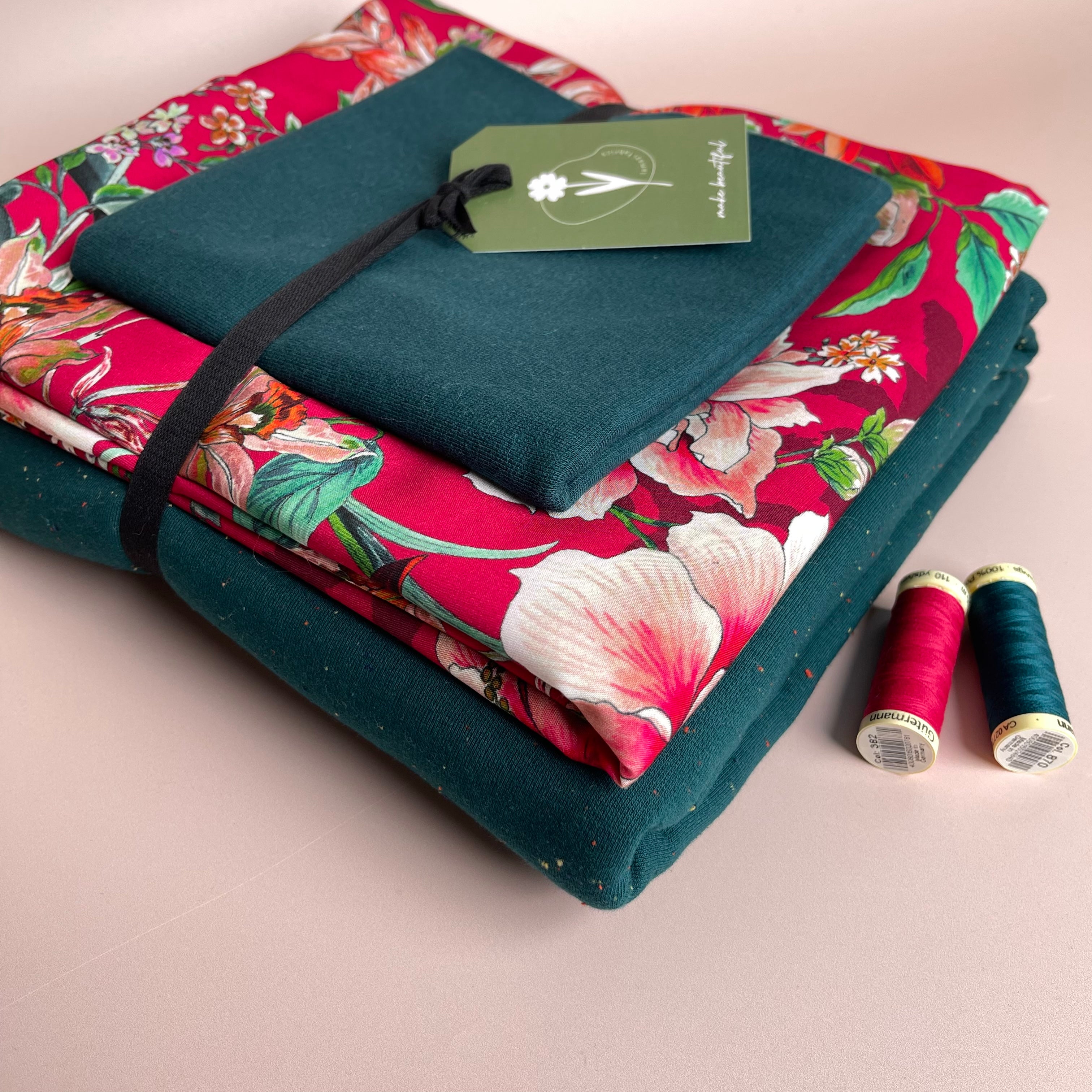 Make an Outfit Colour Bundle - Watercolour Tropics Viscose & Cosy Colours Sweat-shirting