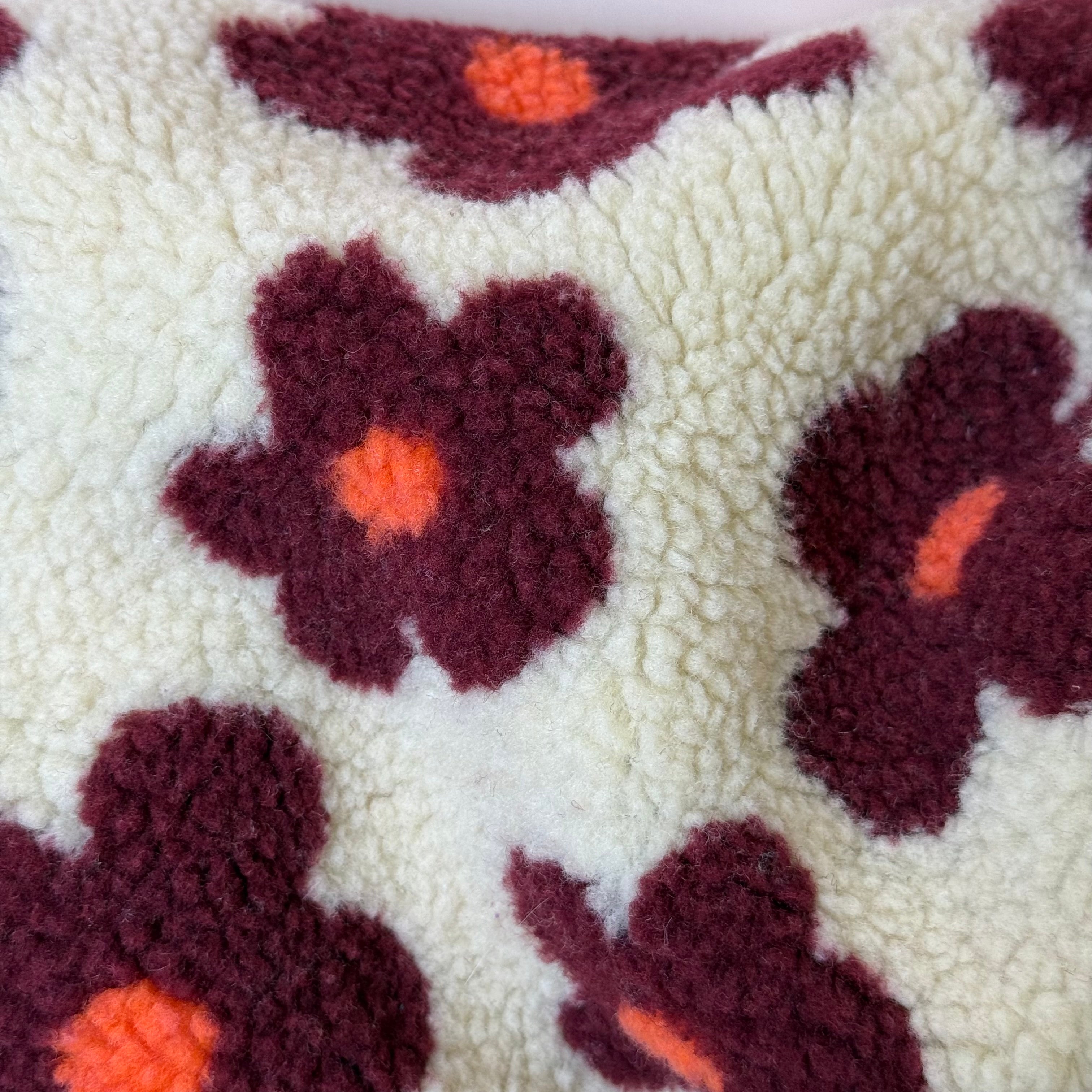 Flowers on Beige Teddy Coating Fabric