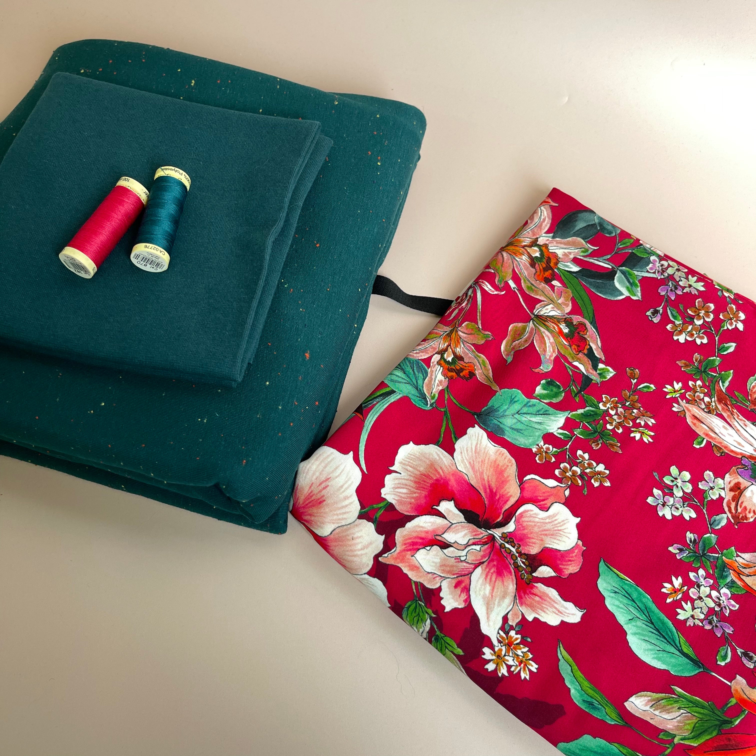 Make an Outfit Colour Bundle - Watercolour Tropics Viscose & Cosy Colours Sweat-shirting