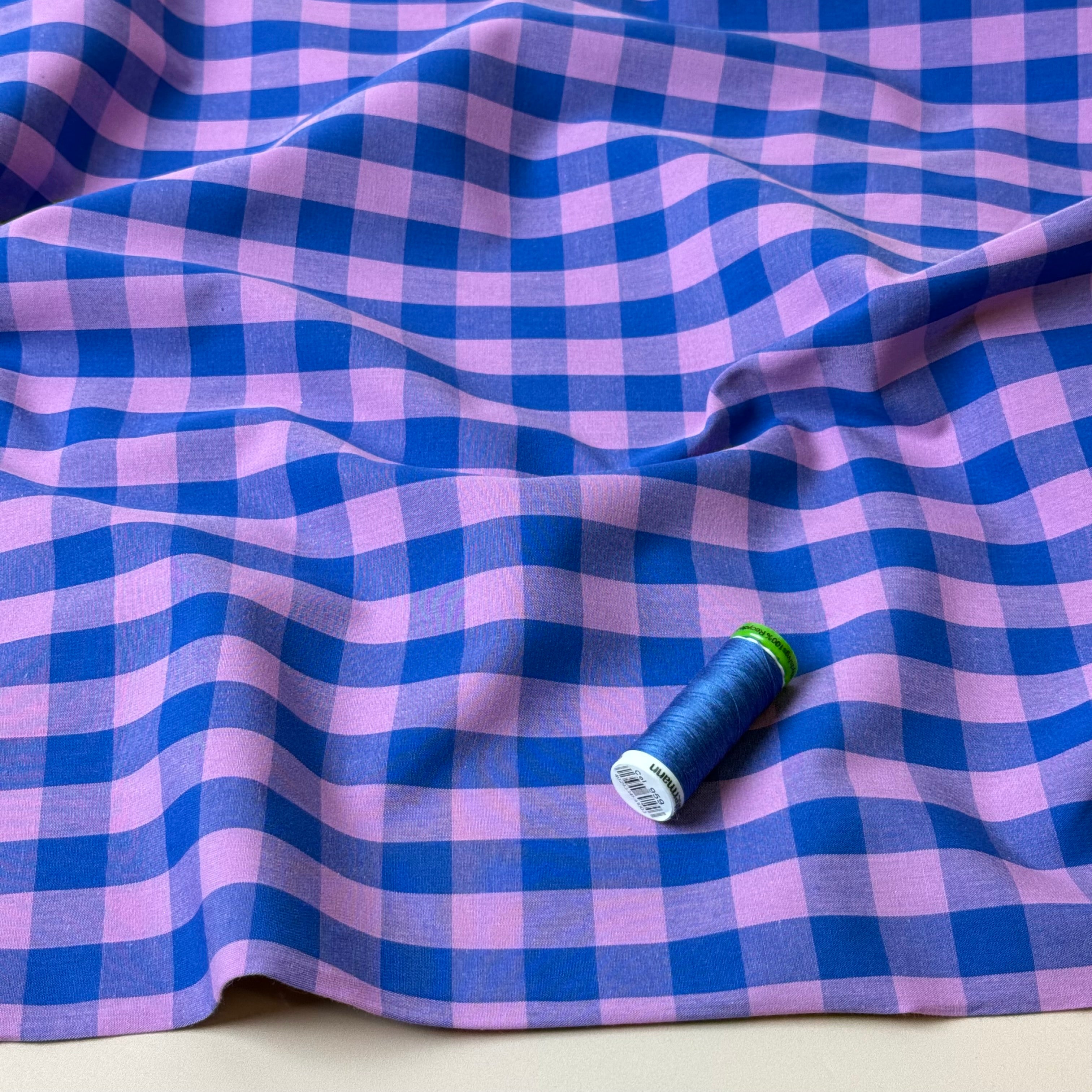 Yarn Dyed French Mauve Gingham Cotton Fabric