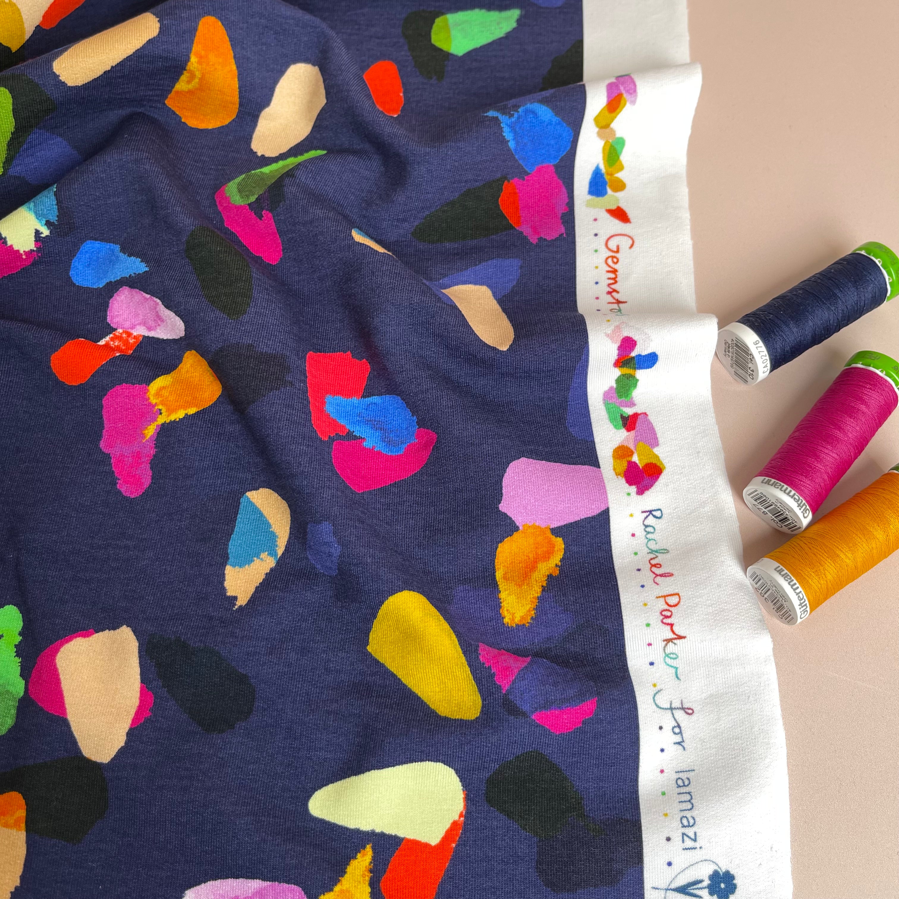 REMNANT 0.44 Metre - Gemstones Navy Organic Cotton French Terry