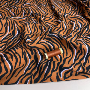 REMNANT 1.43 Metres - Zebra in Rust Cotton Jersey Fabric