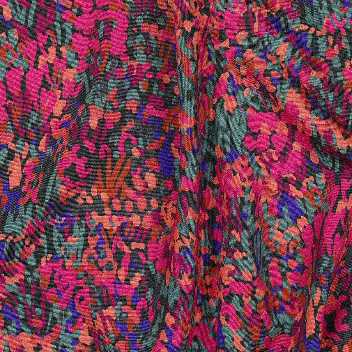 REMNANT 0.92 Metre - Nerida Hansen -Colourful Garden on Dark Green Viscose with LENZING™ ECOVERO™ fibres