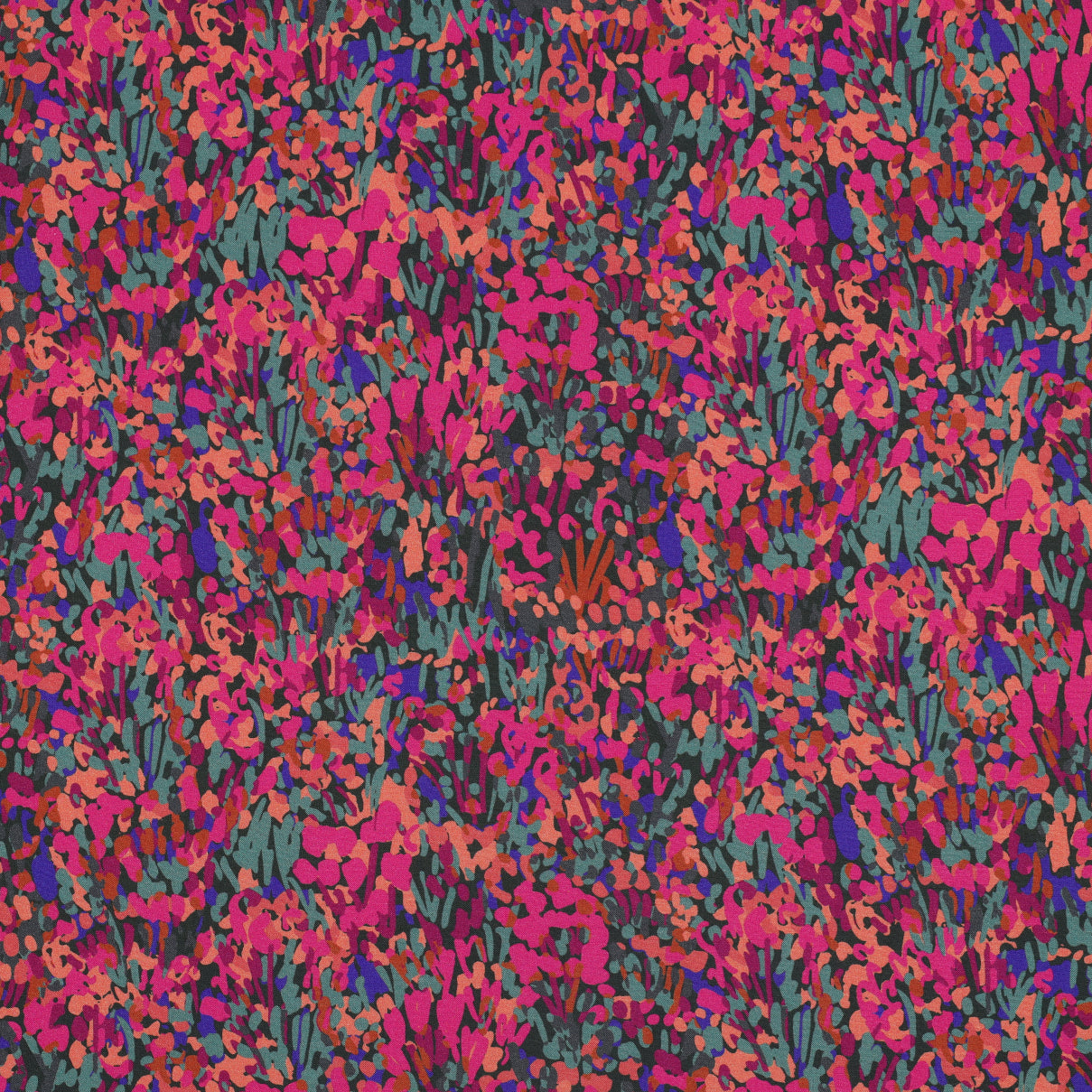 REMNANT 0.92 Metre - Nerida Hansen -Colourful Garden on Dark Green Viscose with LENZING™ ECOVERO™ fibres