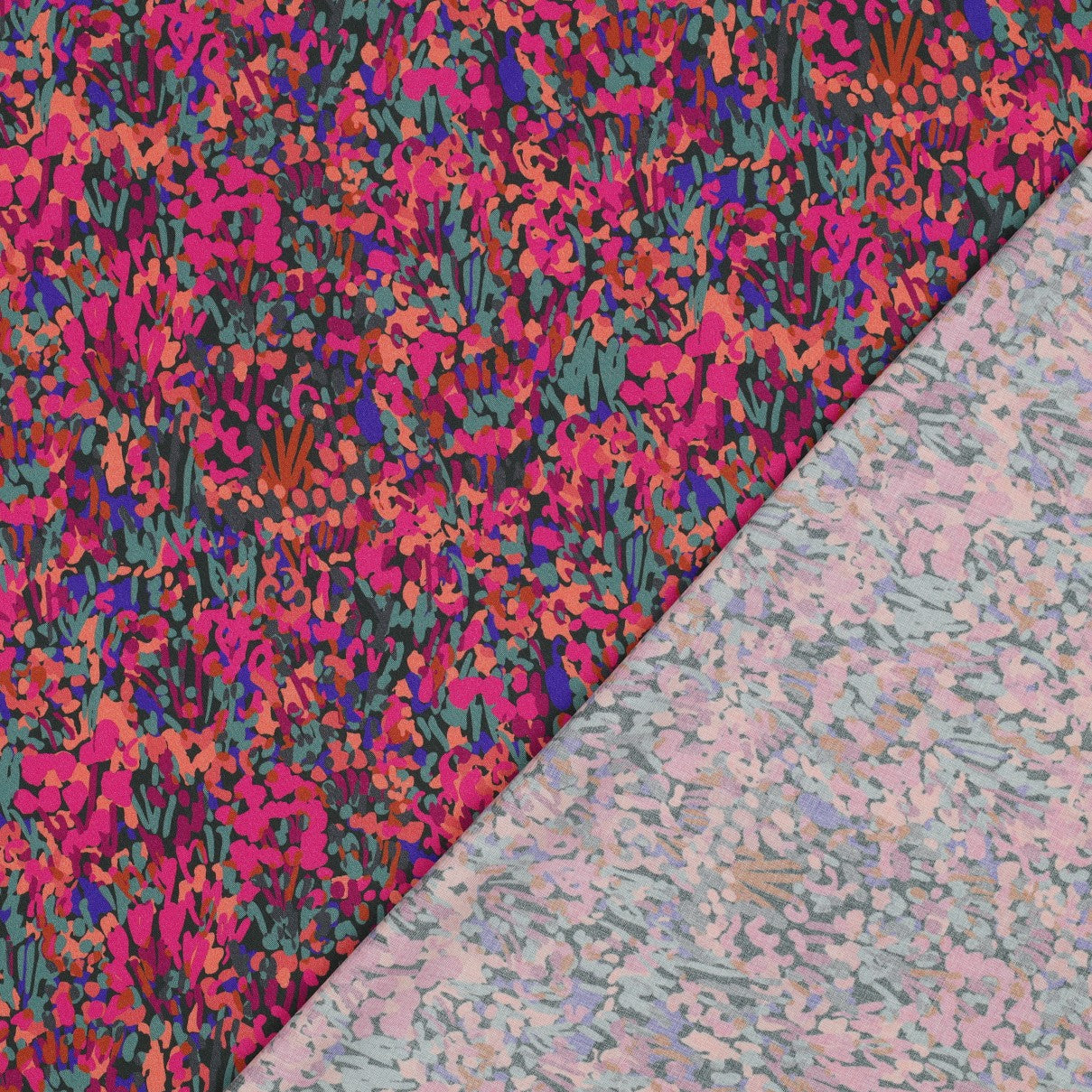 REMNANT 0.92 Metre - Nerida Hansen -Colourful Garden on Dark Green Viscose with LENZING™ ECOVERO™ fibres