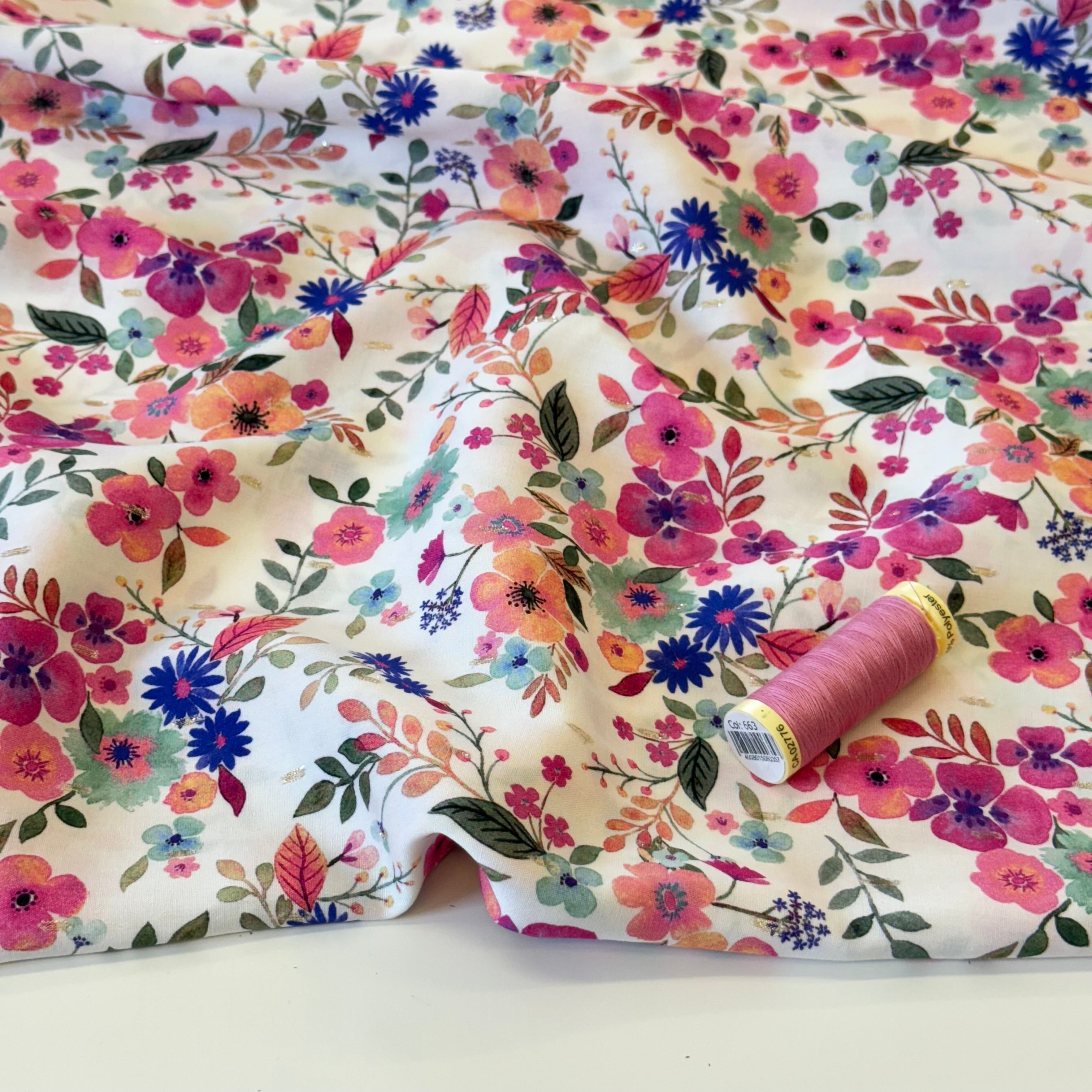 Summer Flowers with Lurex Viscose Fabric