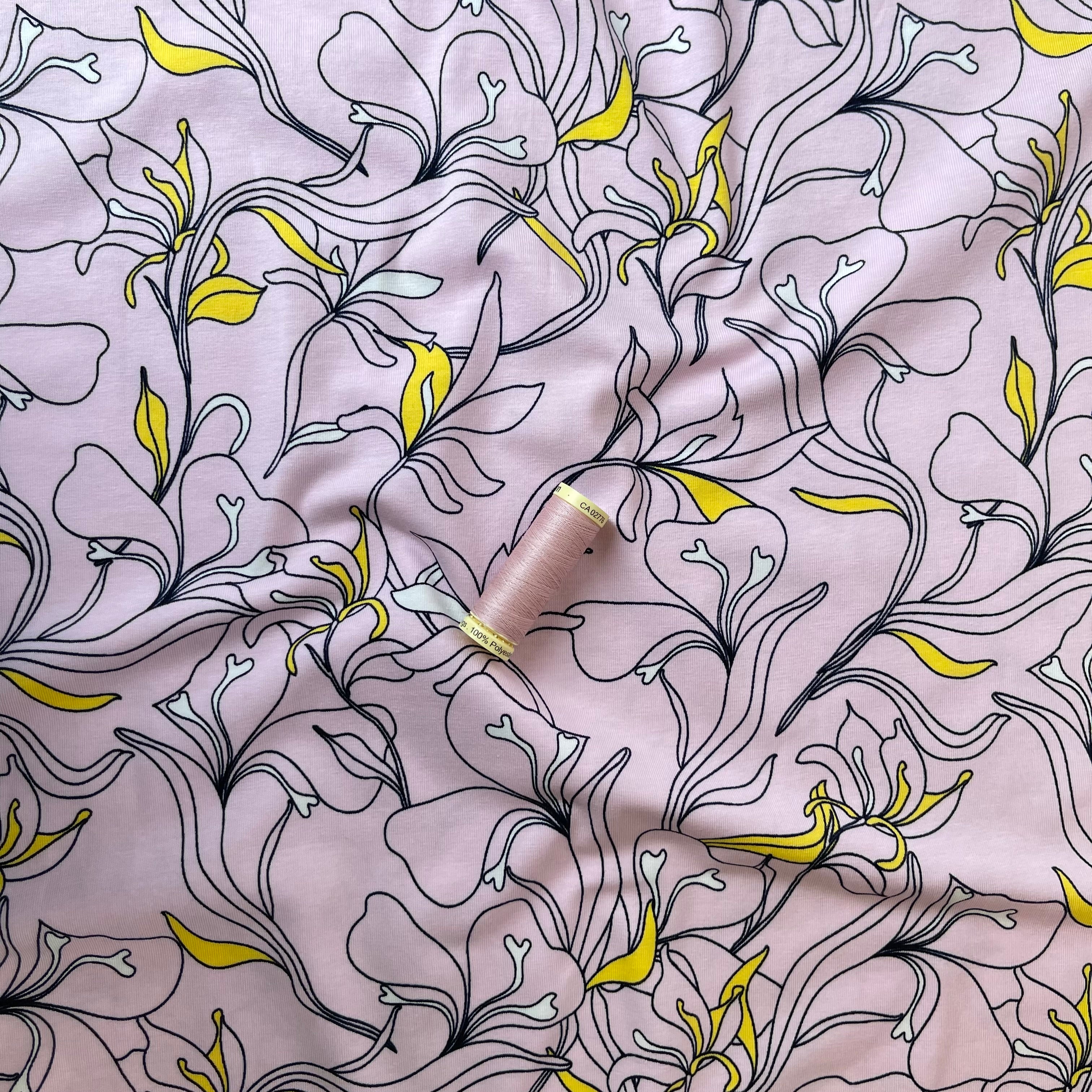 Lilies Light Lilac Cotton Jersey