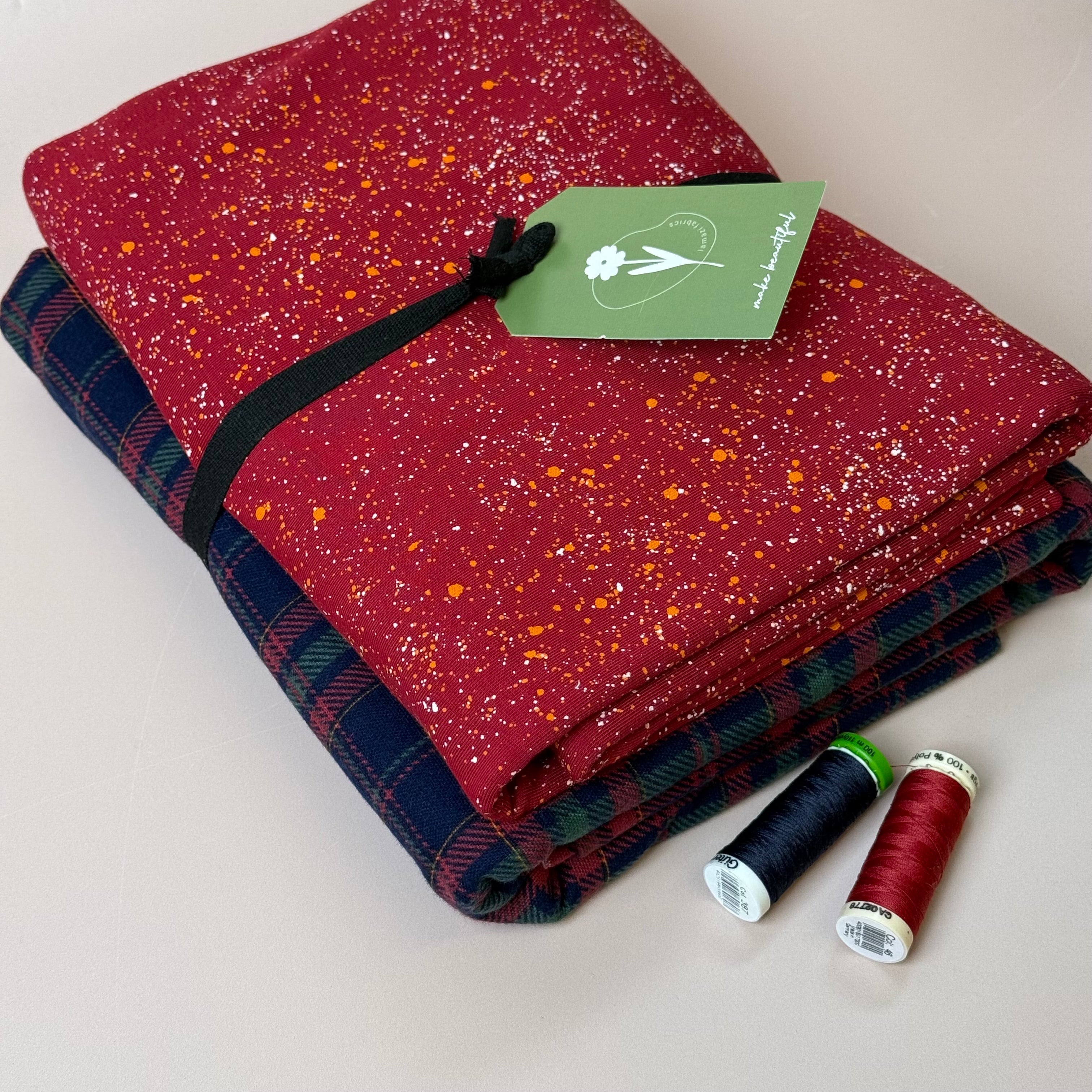 Limited Edition - Luxury Pyjama Kit with Navy & Red Checked Cotton Flannel and Galaxy Jersey