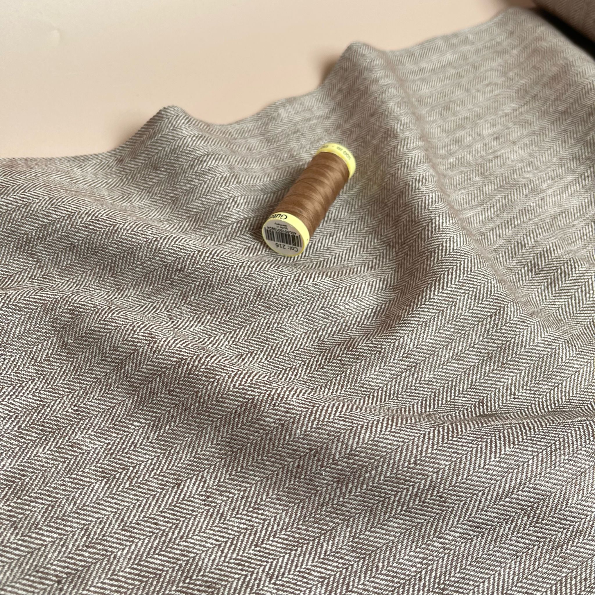 Chevron Brown Linen Cotton Twill