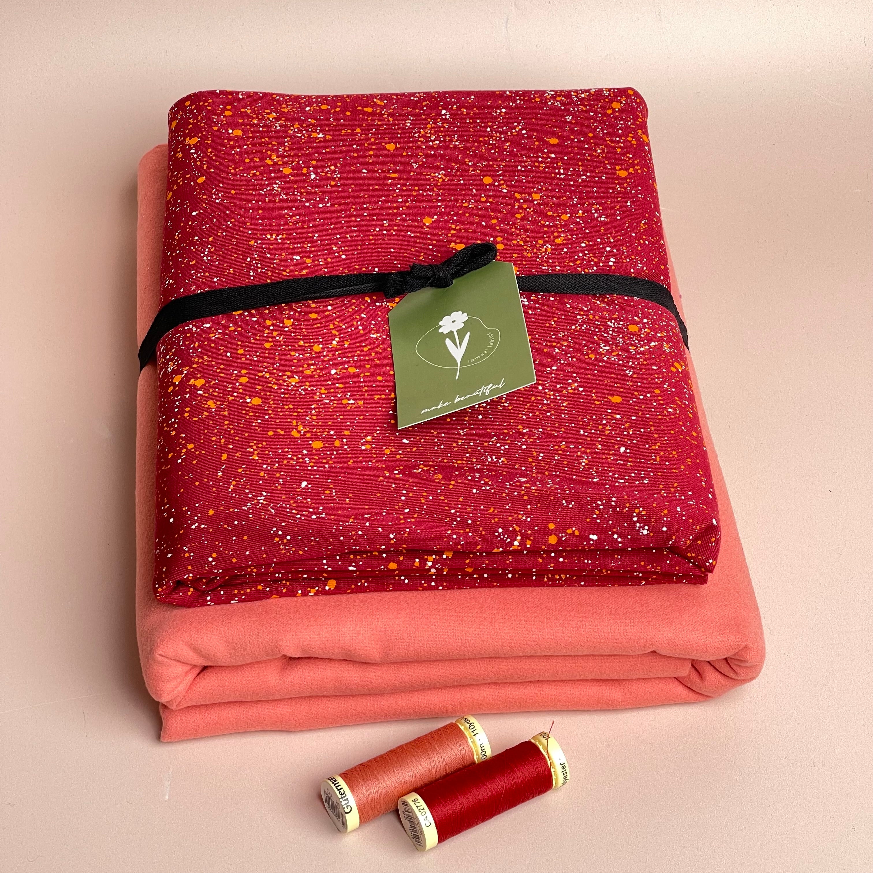 Limited Edition - Luxury Pyjama Kit with Printed Cotton Jersey and Pink Clay Flannel