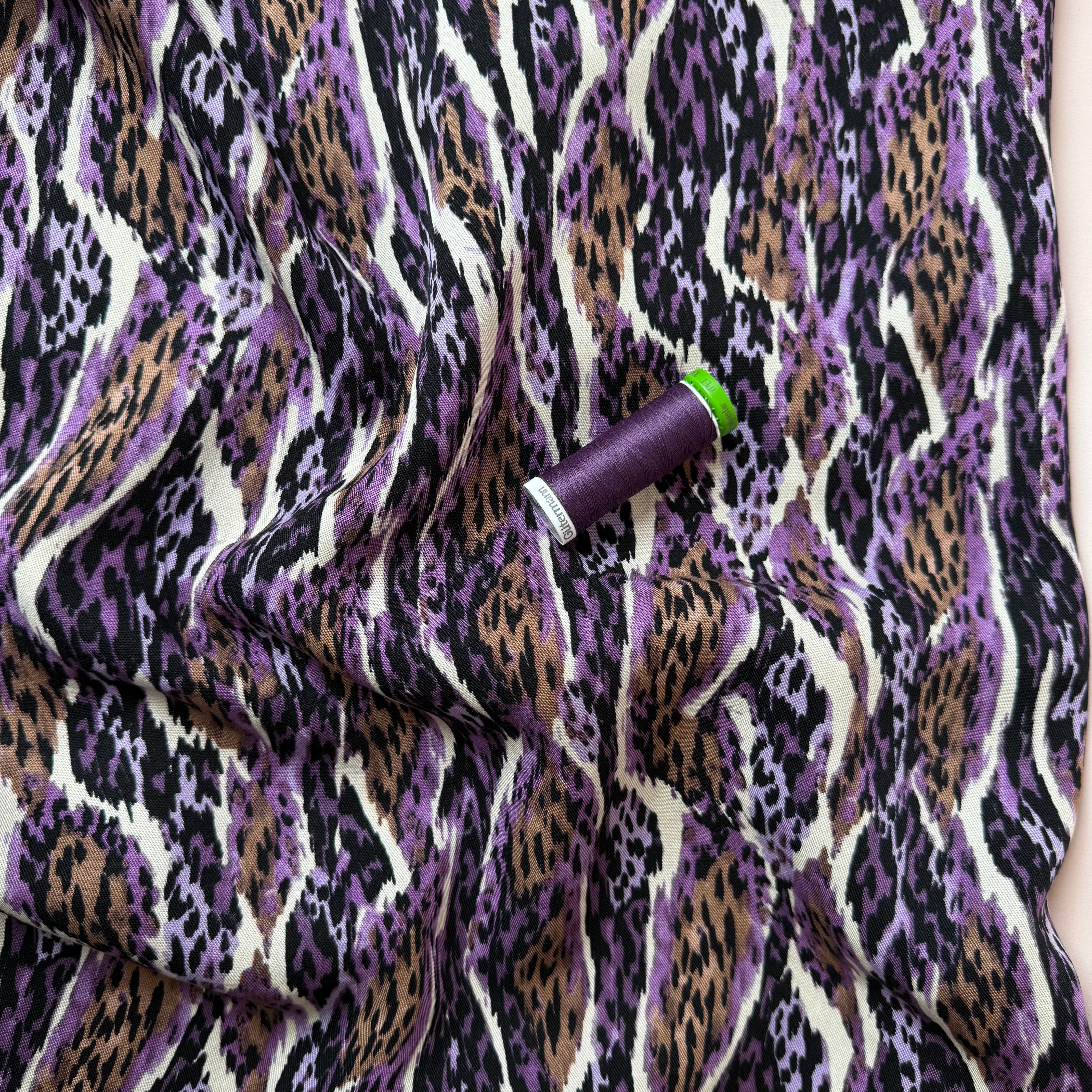 Purple Jungle Viscose Twill