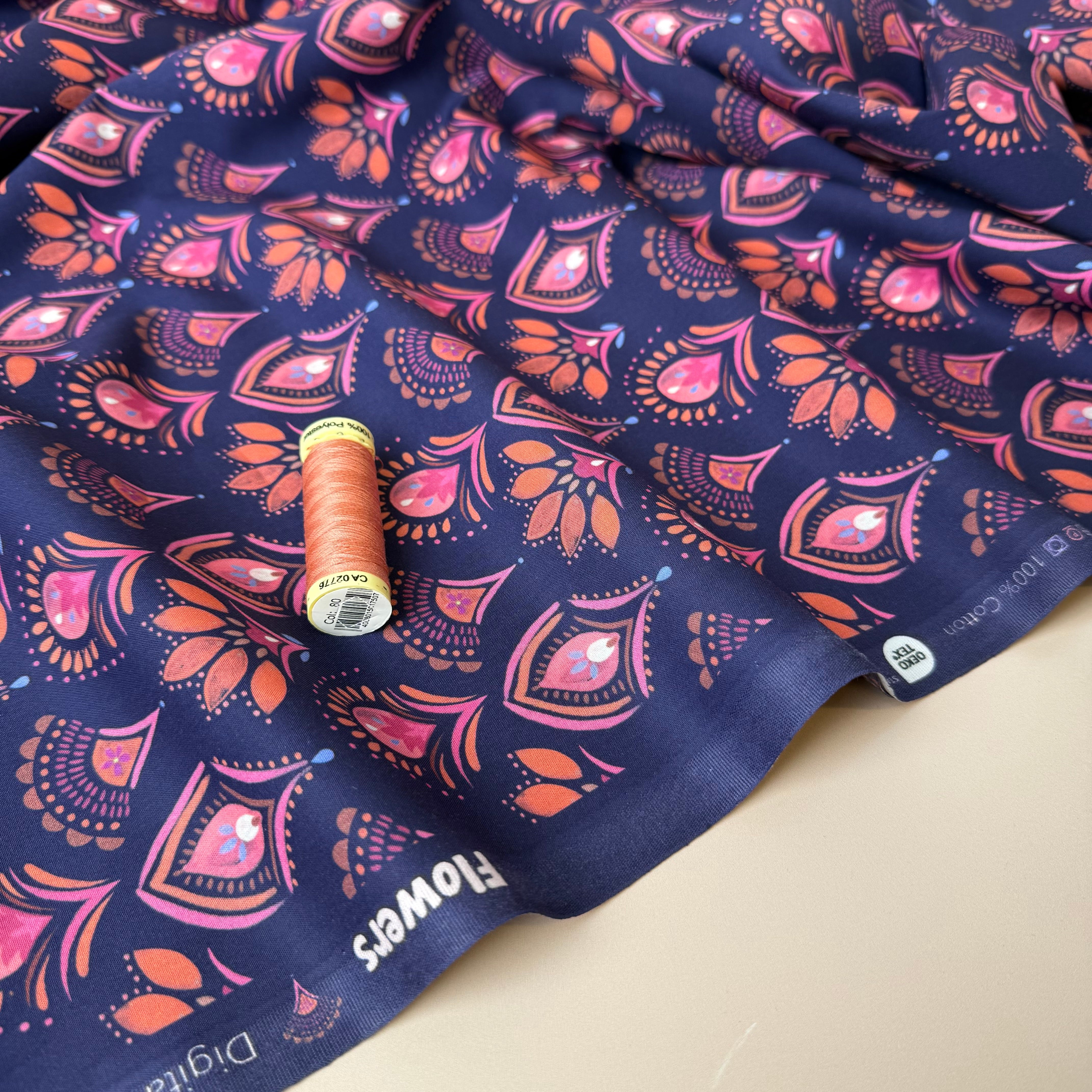 Ornament Flowers Fine Cotton Poplin Fabric