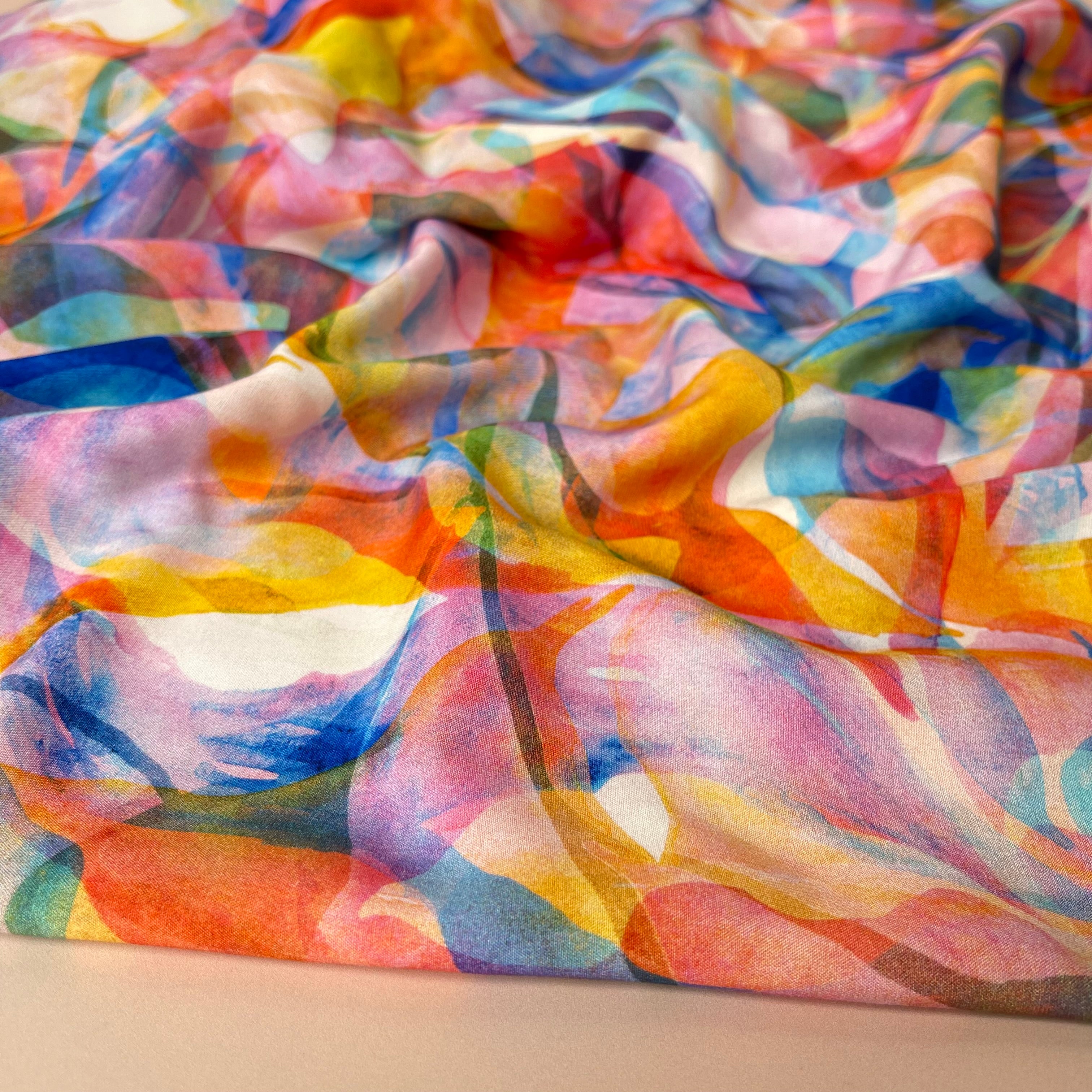 Summer Party - Painted Foliage Sunrise Original Viscose Fabric
