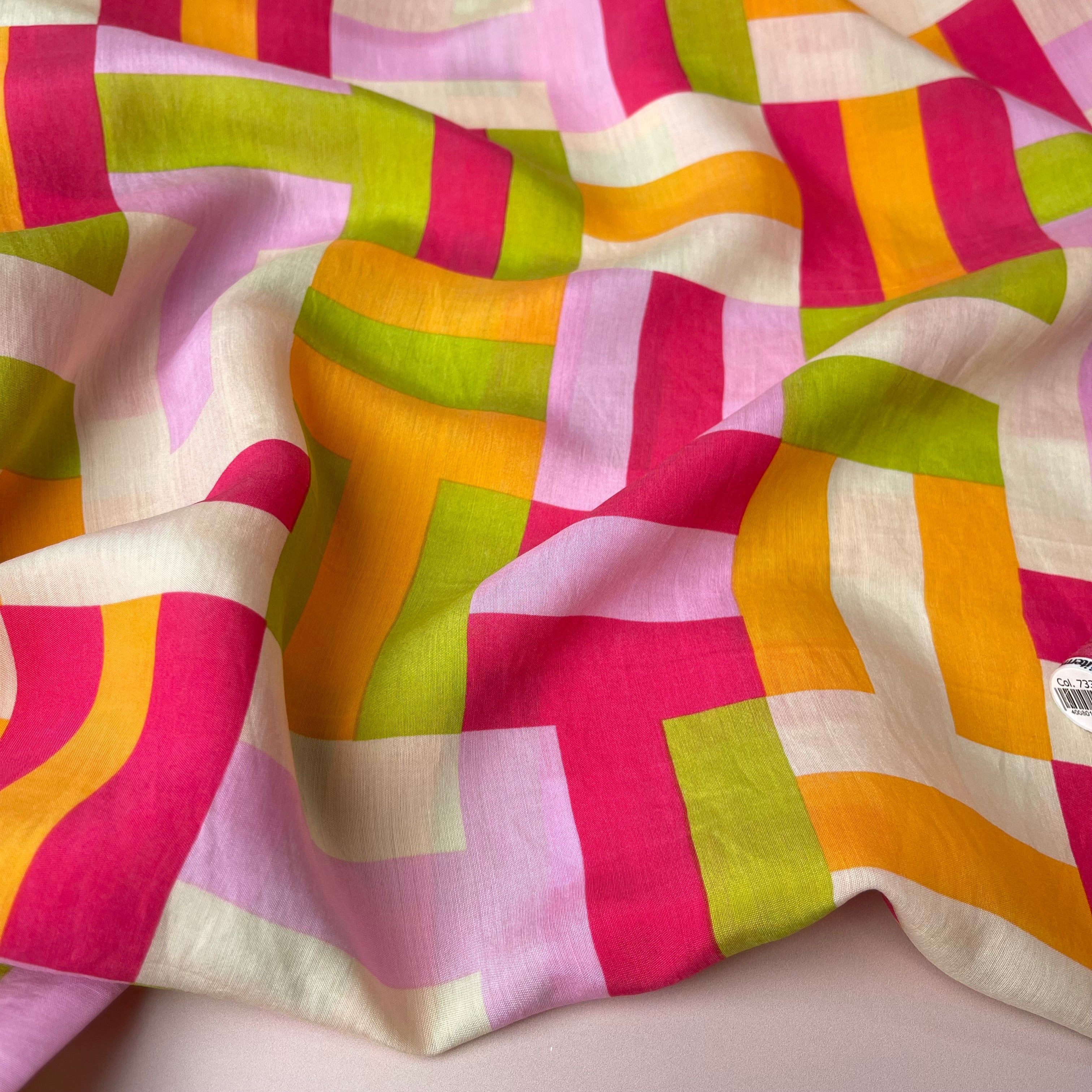 Rainbow Maze Viscose Blend Fabric