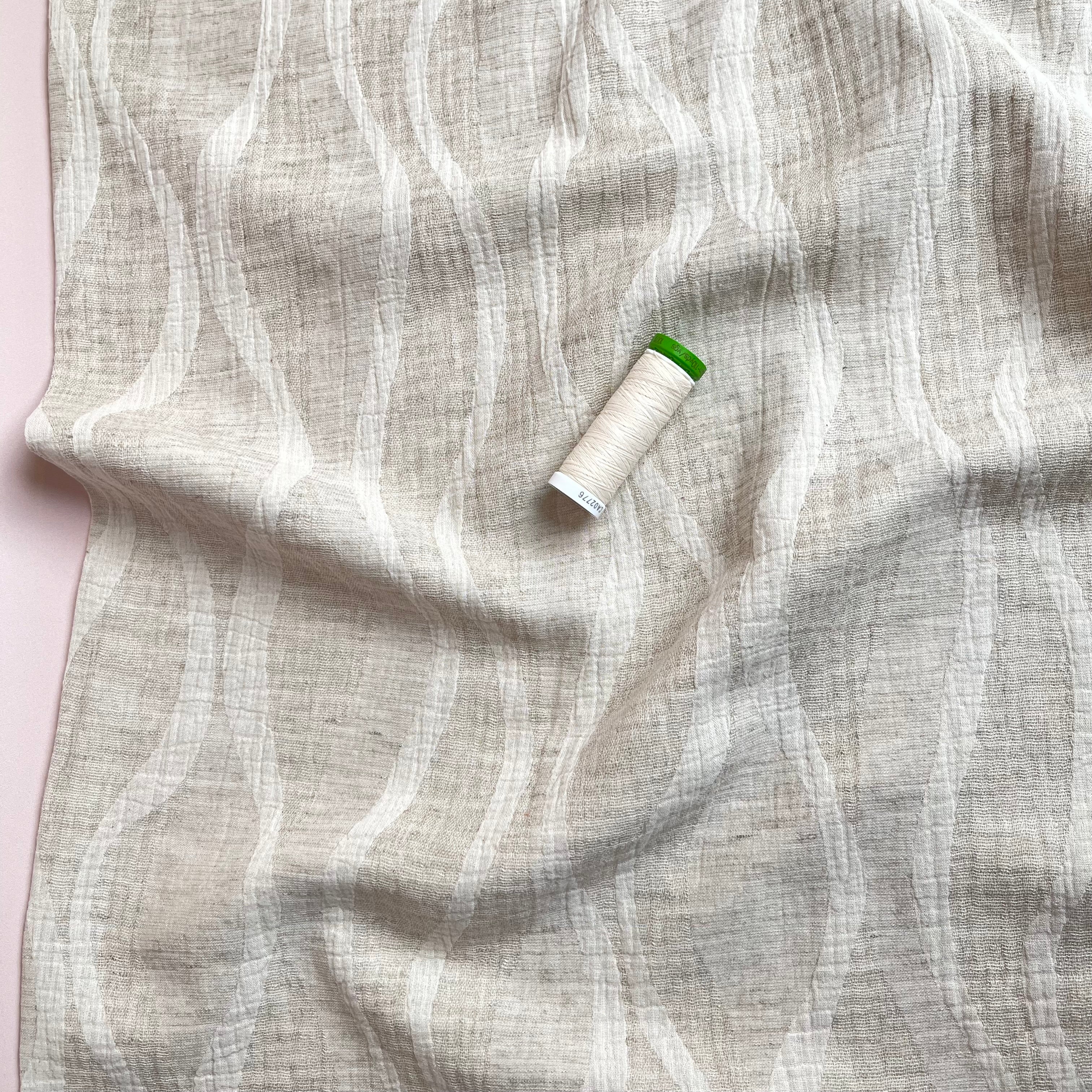 Waves Natural Cotton Linen Jacquard Fabric