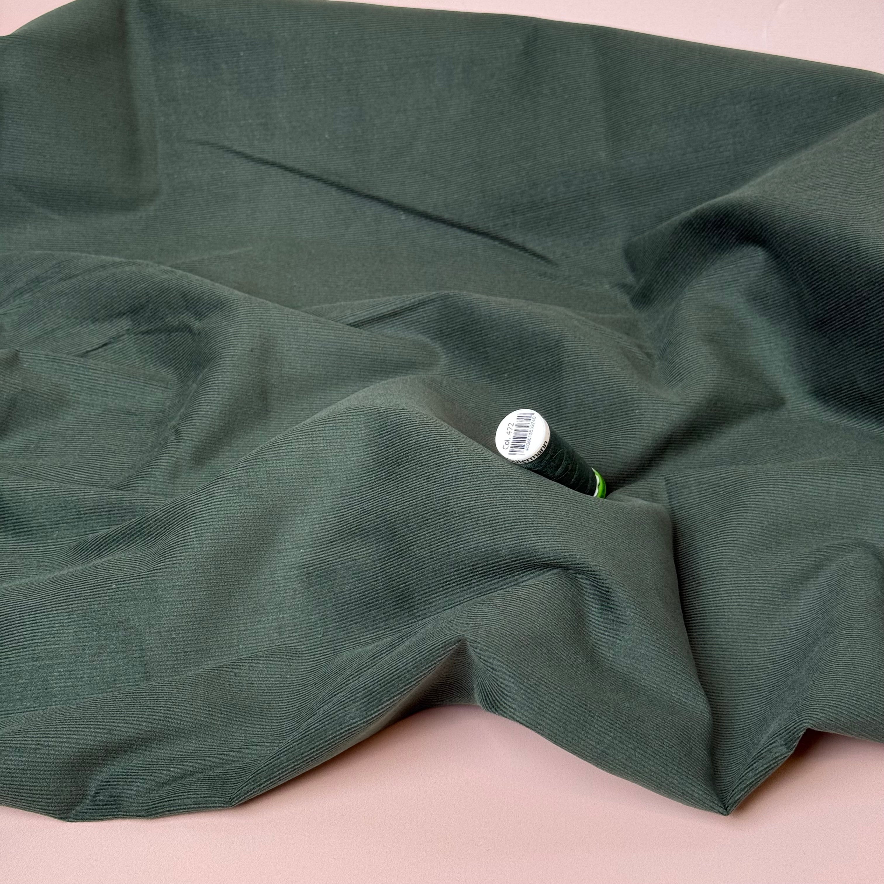 21 Wale Cotton Needlecord in Forest Green