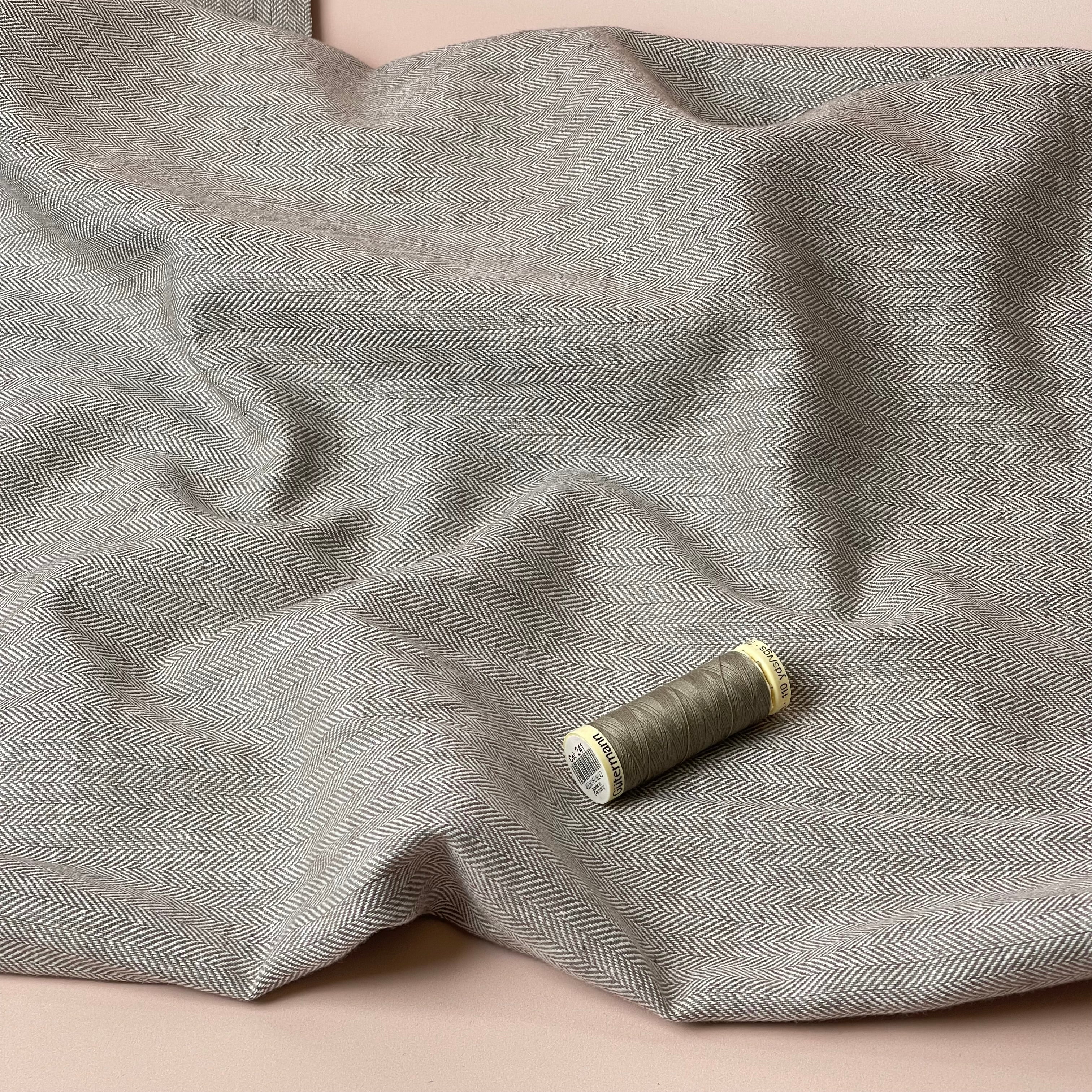 Chevron in Desert Taupe Linen Cotton Twill