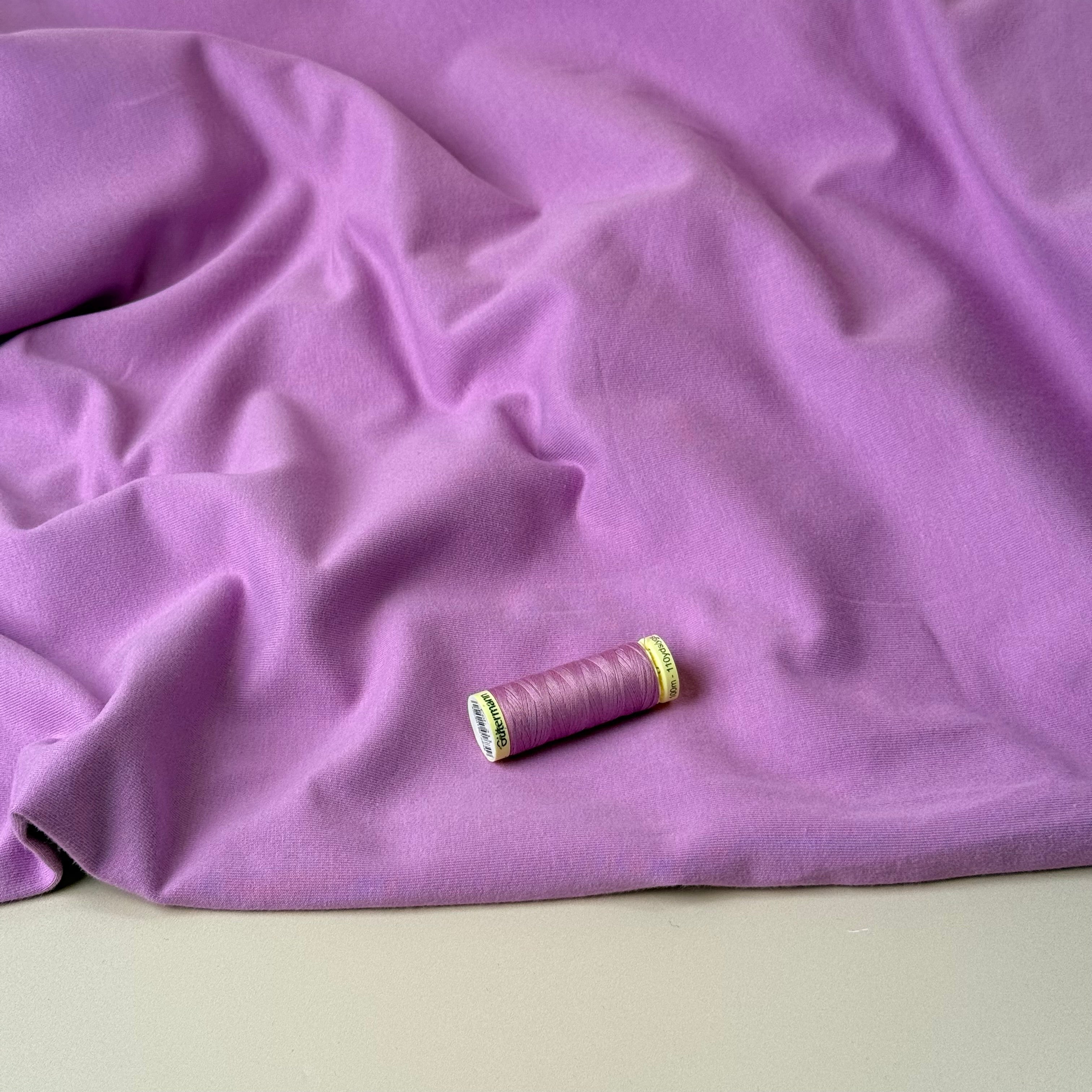 Peach Soft GOTS Organic Cotton Sweat-shirting in Light Violet