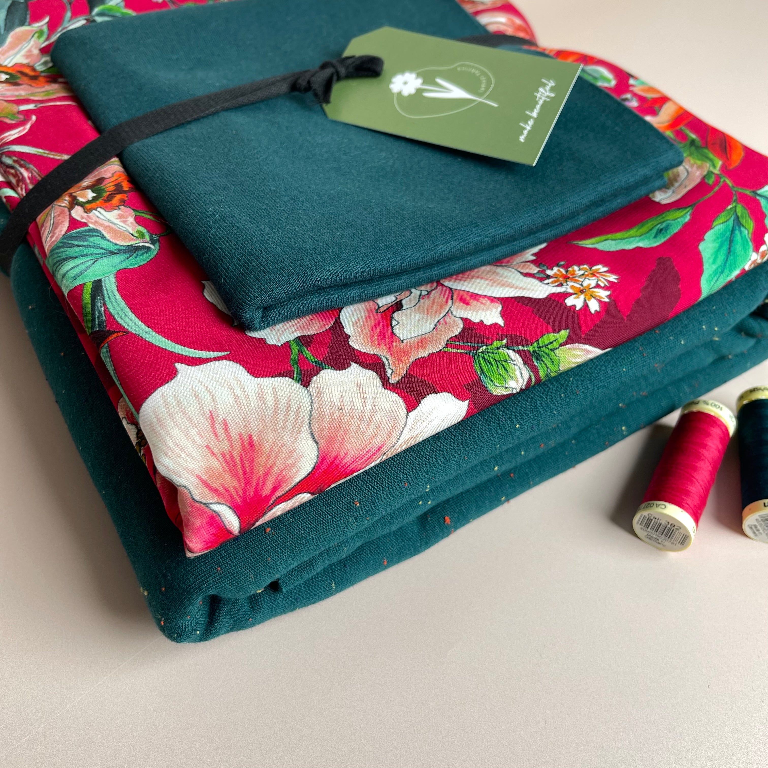 Make an Outfit Colour Bundle - Watercolour Tropics Viscose & Cosy Colours Sweat-shirting