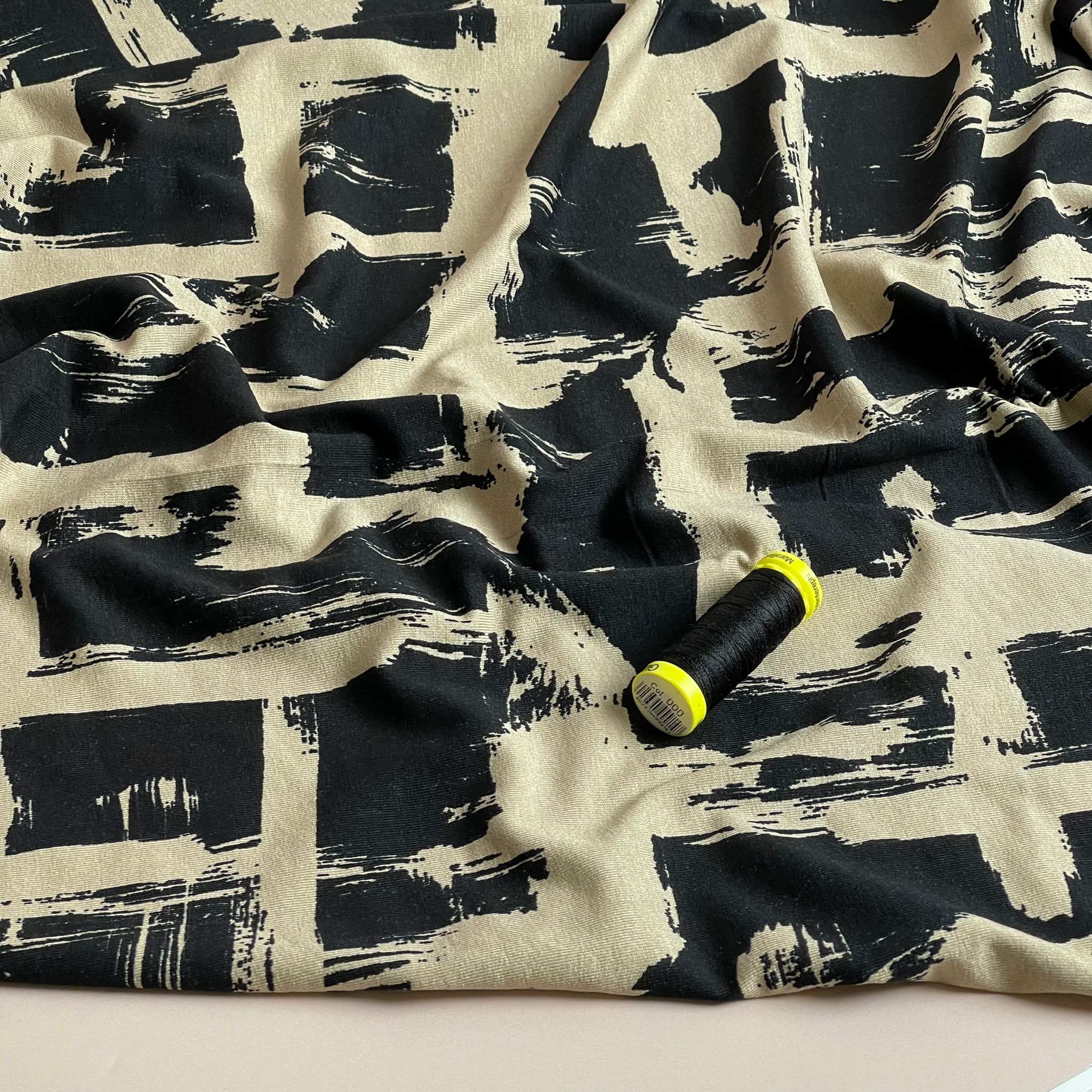 REMNANT 2.76 Metres - Labyrinth in Sand De Luxe Viscose Jersey Fabric