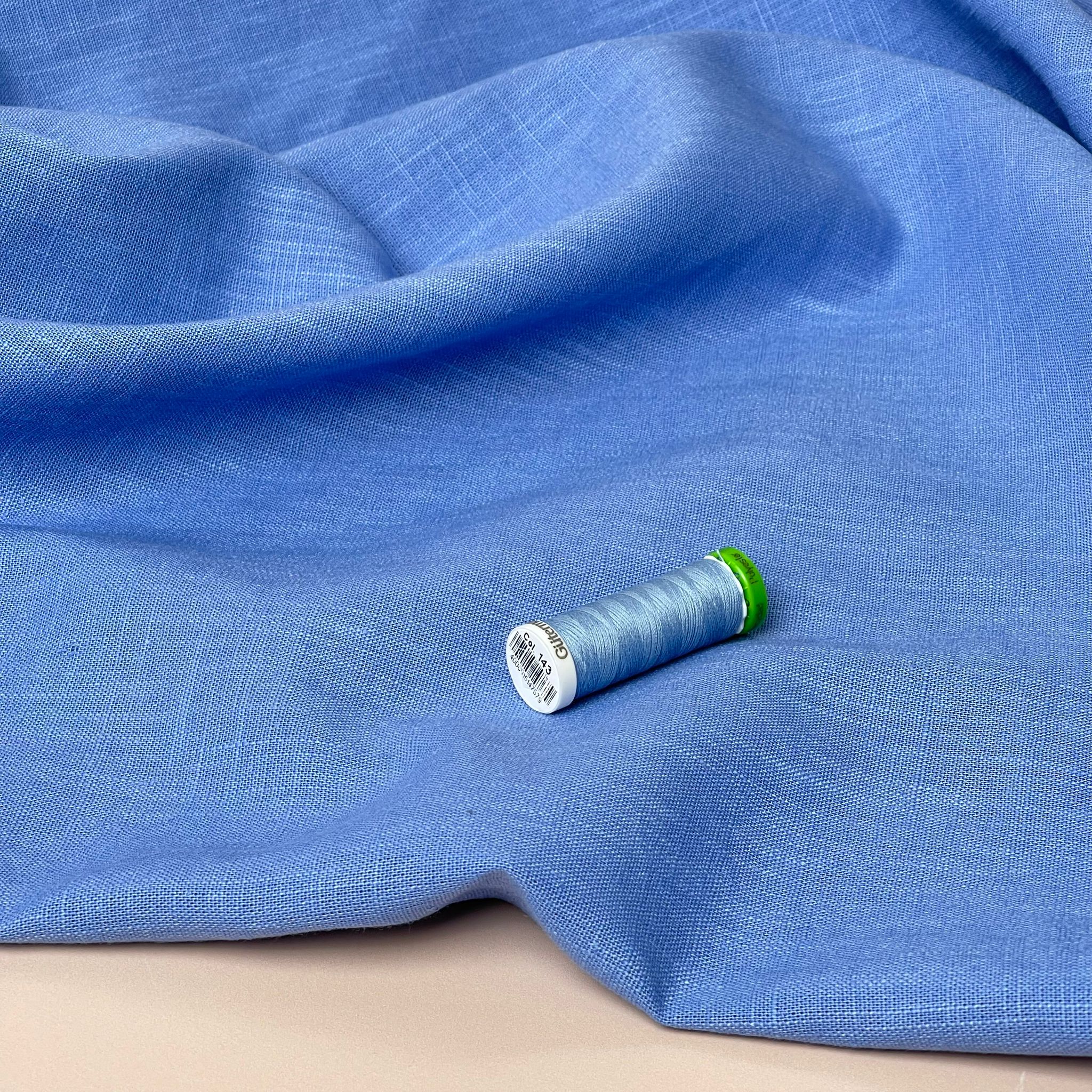 Breeze Sky Haze - Enzyme Washed Linen Cotton Fabric