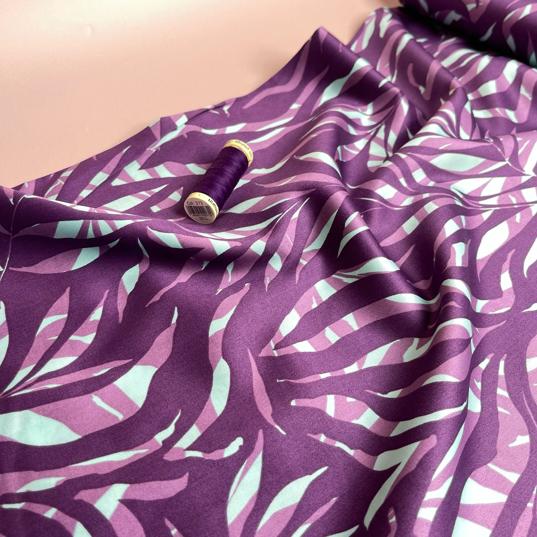 Shaded Foliage in Purple Cotton Sateen Fabric