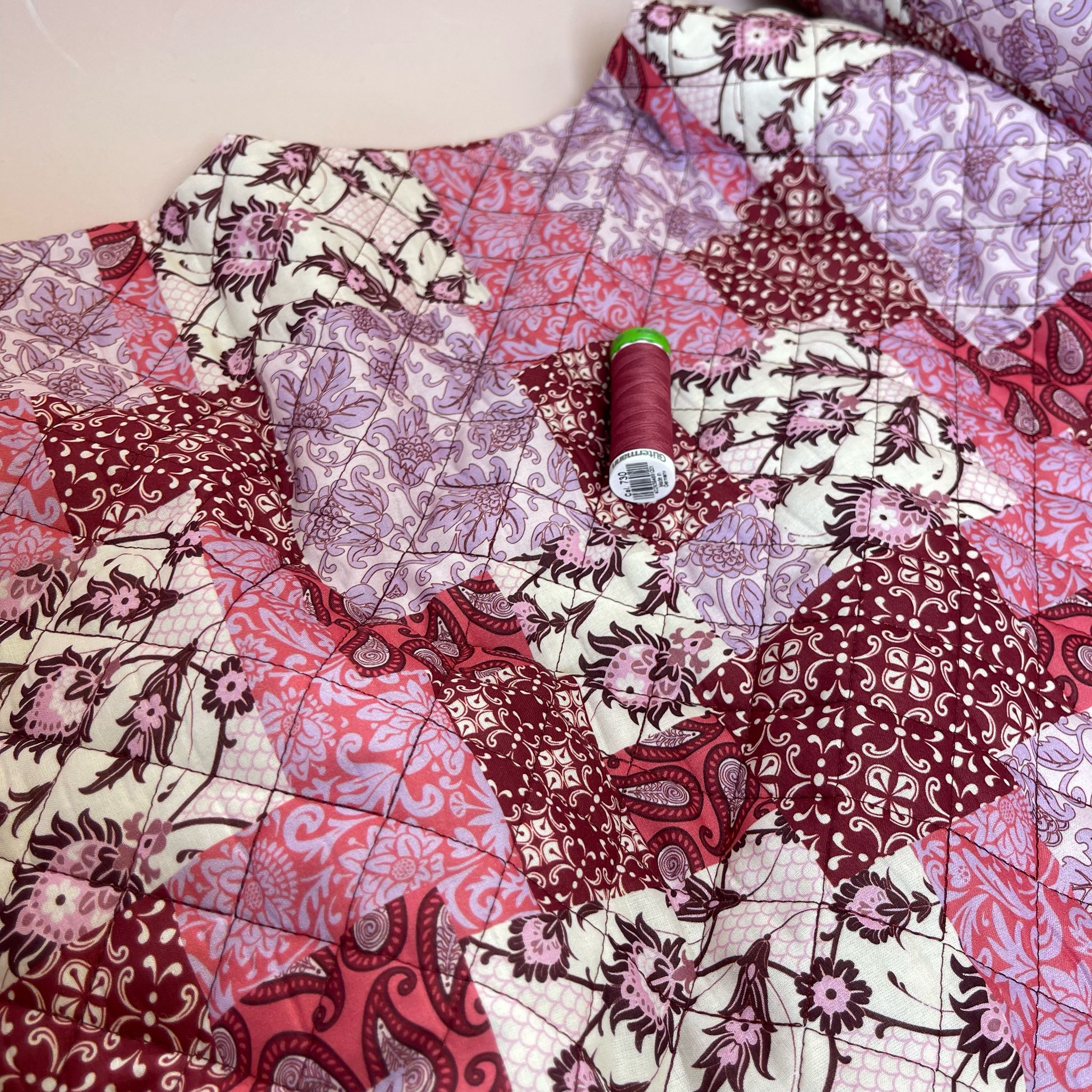 Crimson Patchwork Paisley Quilted Cotton Fabric