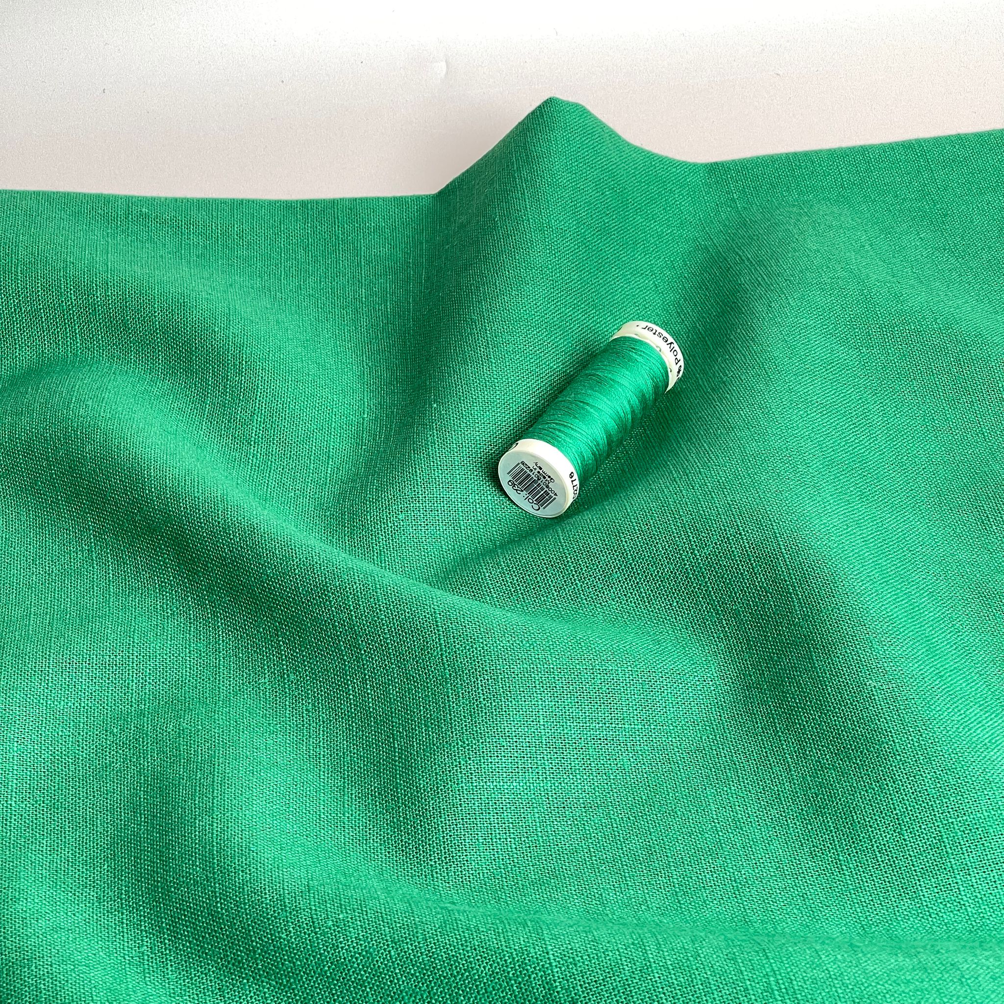 REMNANT 0.75 Metre (plus free section with small holes) - Breeze Emerald - Enzyme Washed Pure Linen Fabric (Copy)