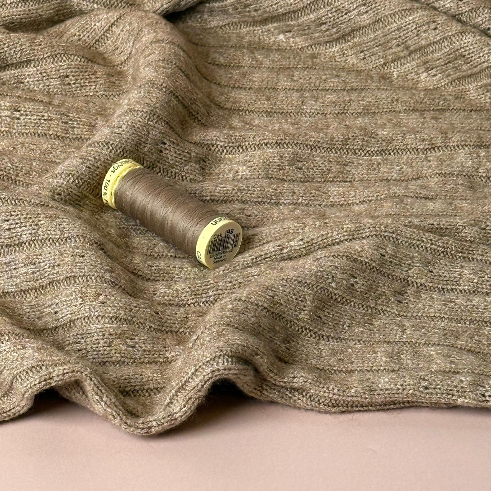 Montreal Rayon Blend Cable Sweater Knit in Camel Melange