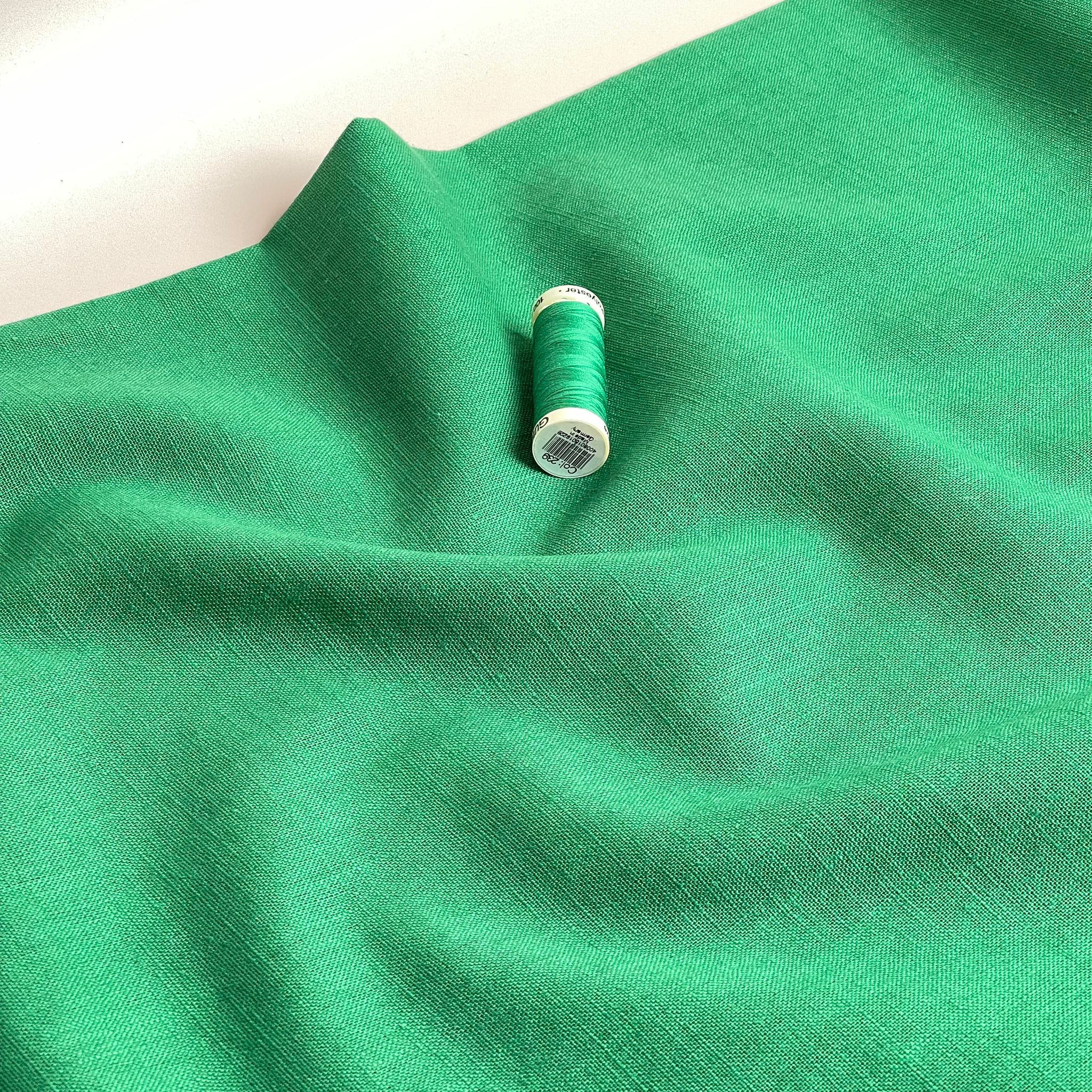 REMNANT 0.75 Metre (plus free section with small holes) - Breeze Emerald - Enzyme Washed Pure Linen Fabric (Copy)