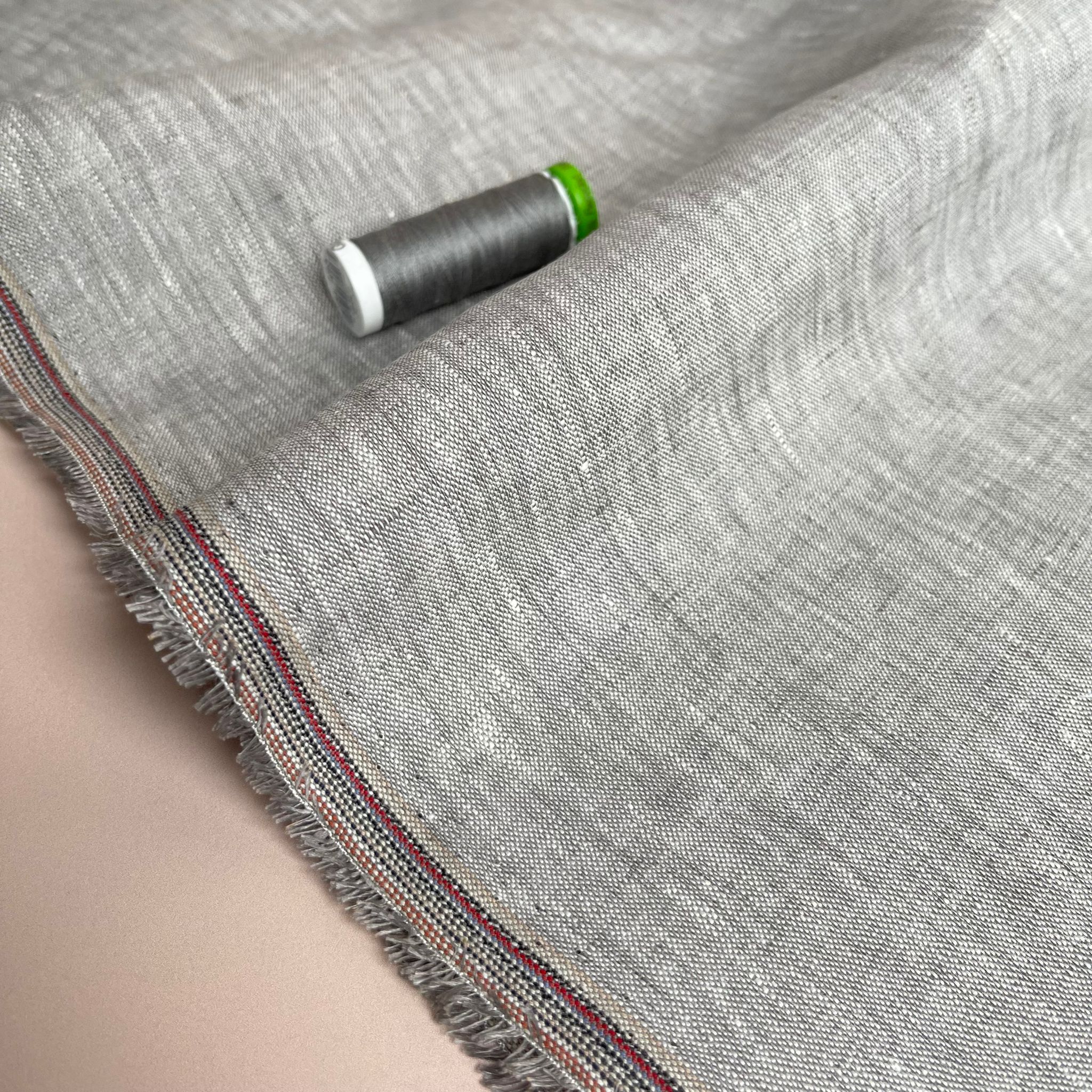Silver Grey Yarn Dyed Pure Linen Fabric