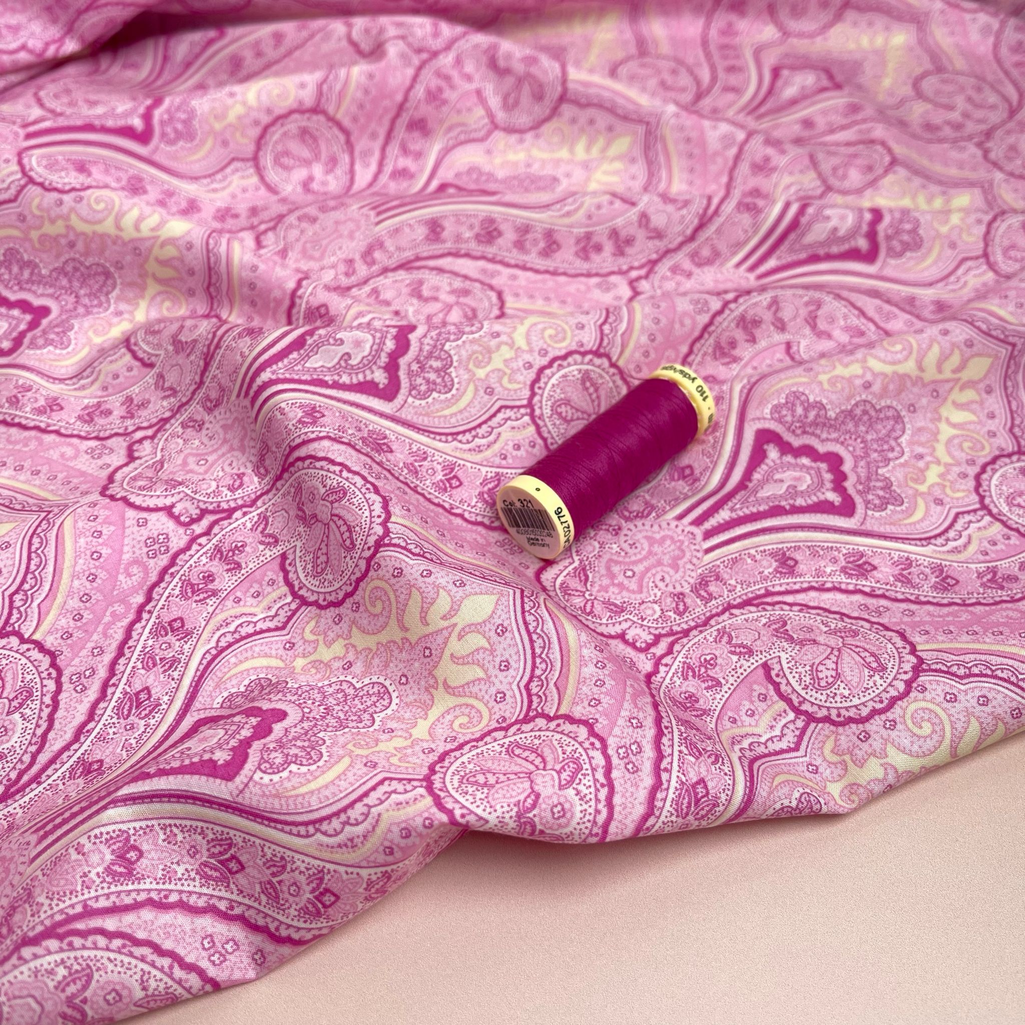 Pink Paisley Cotton Lawn Fabric
