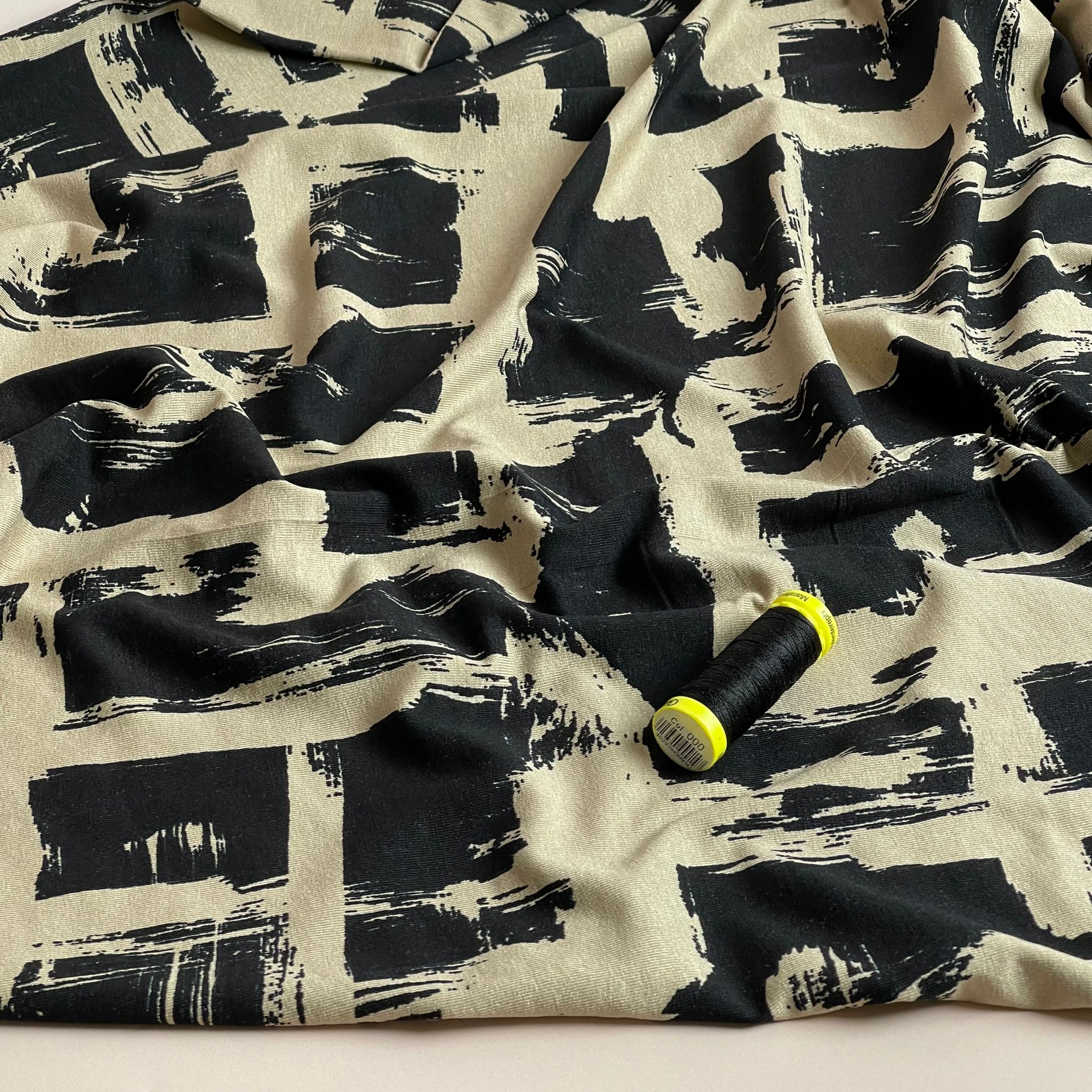 REMNANT 2.76 Metres - Labyrinth in Sand De Luxe Viscose Jersey Fabric