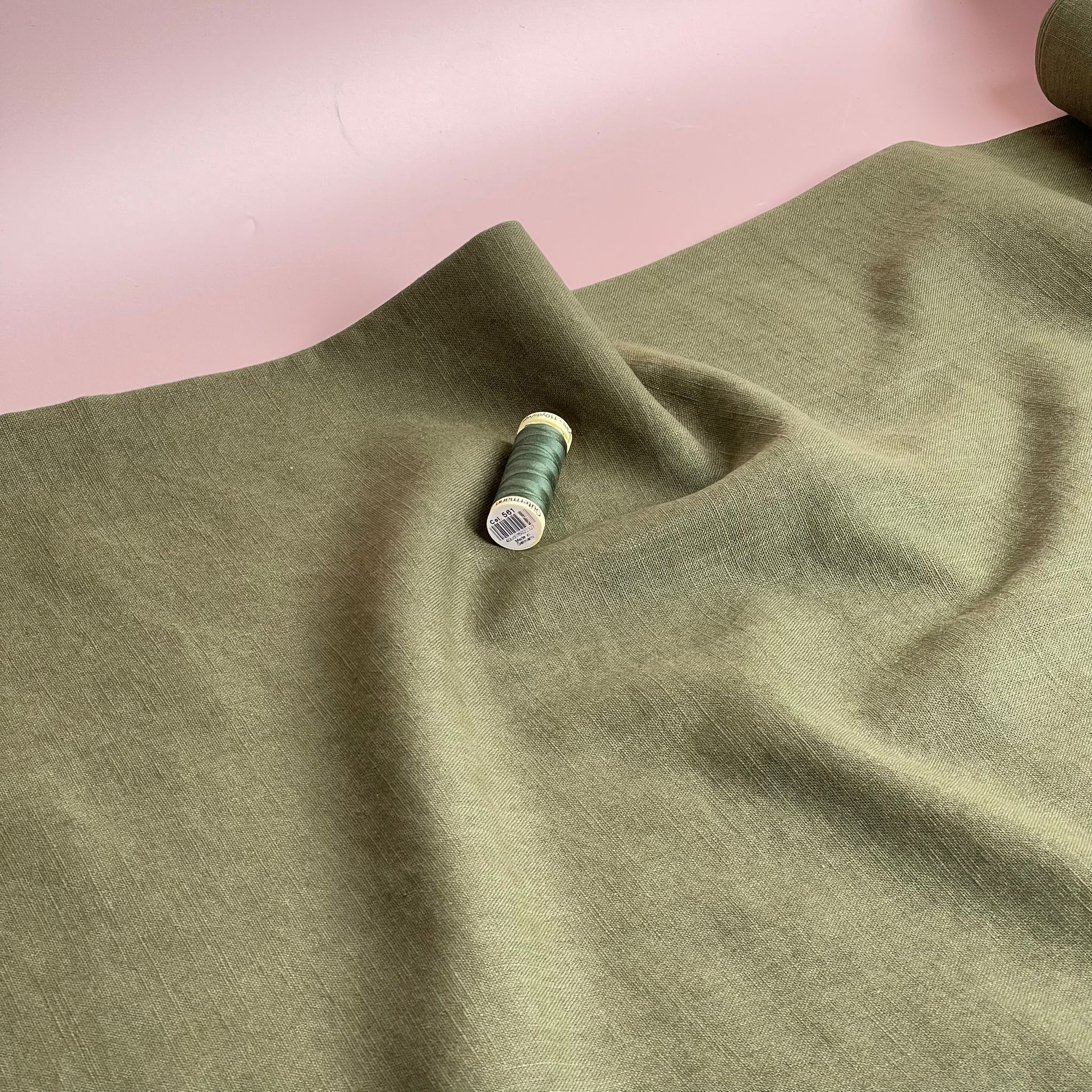REMNANT 1.74 Metres - Breeze Twist of Lime - Enzyme Washed Linen Cotton Fabric