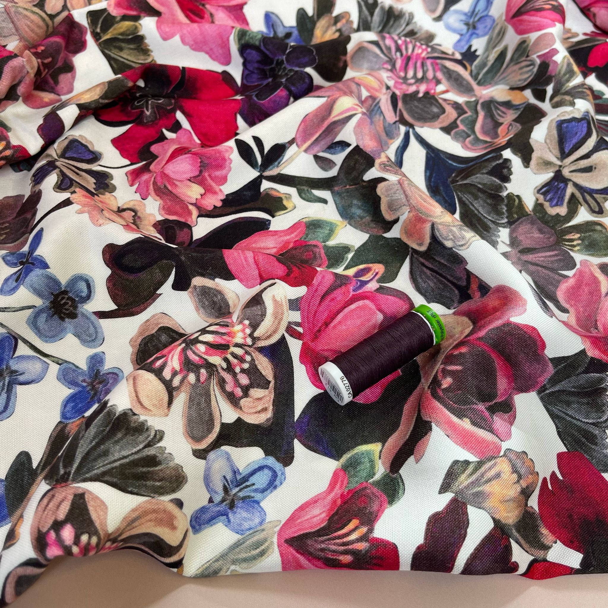 Vintage Blooms Viscose Linen Fabric