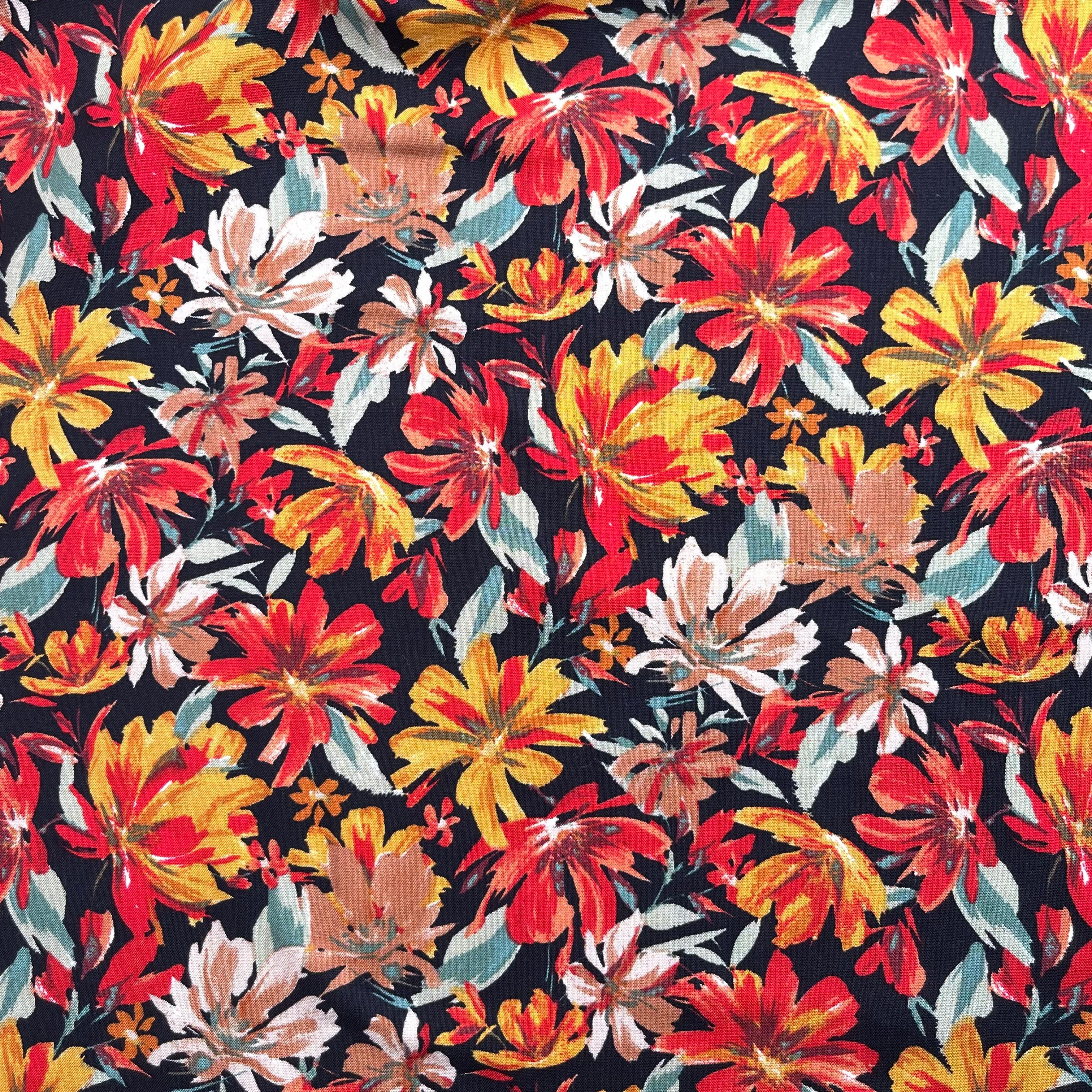 Sunset Flowers Rayon Viscose Fabric
