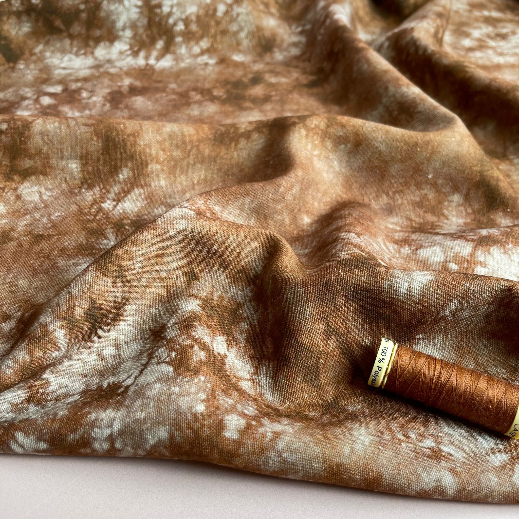 Tie Dye Rich Brown Linen Viscose Blend Fabric