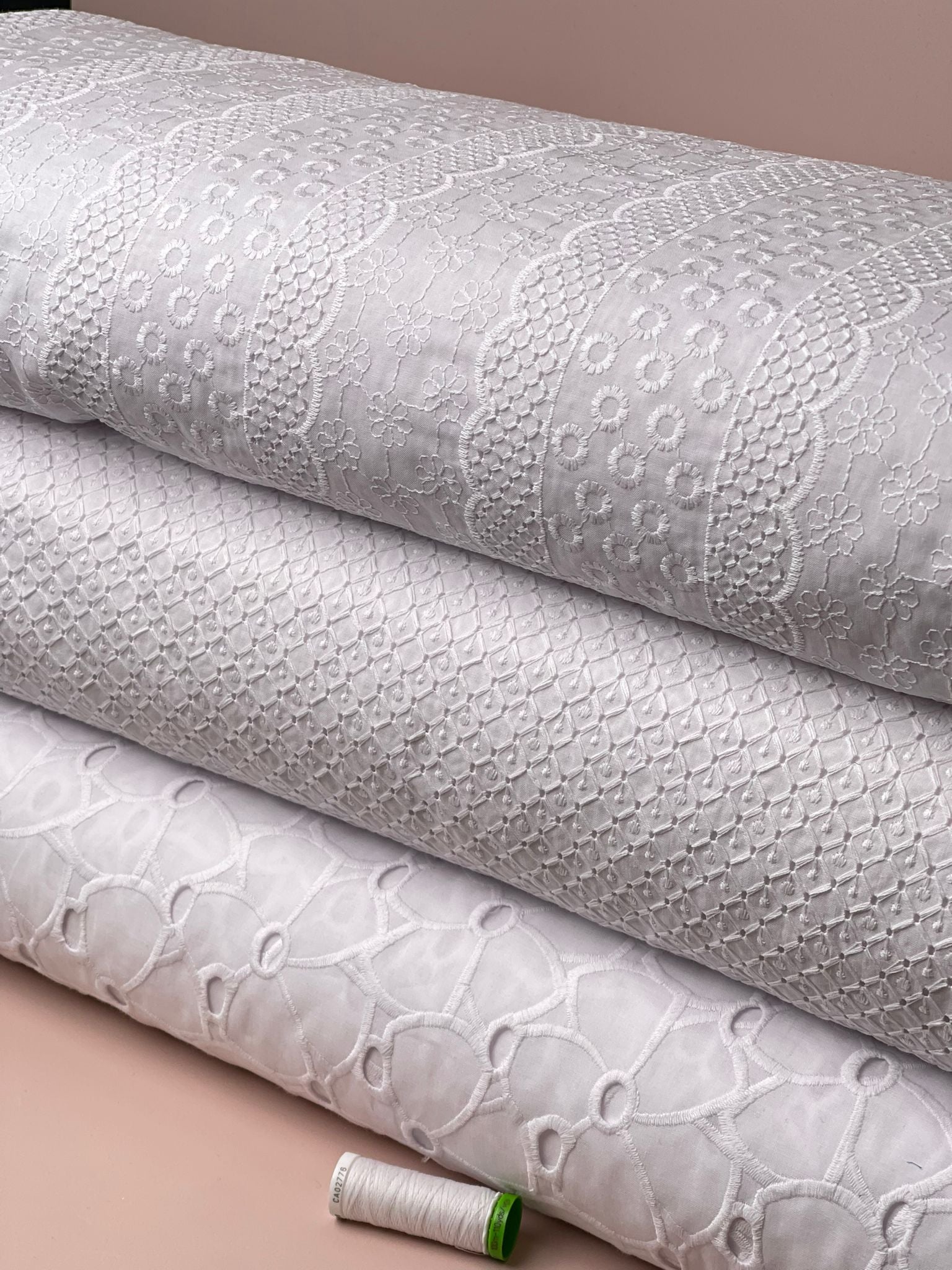 White Flowers Cotton Broderie Anglaise Fabric