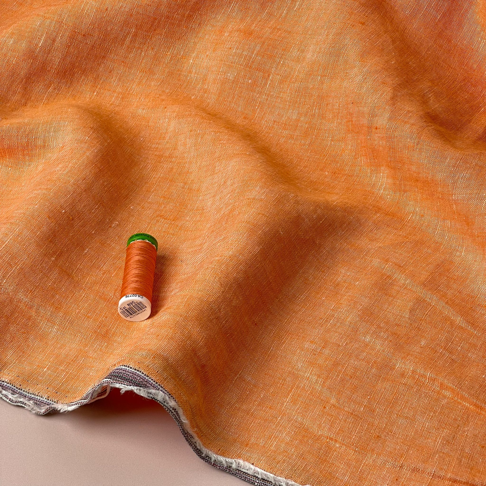 Yarn Dyed Pure Linen Fabric in Apricot