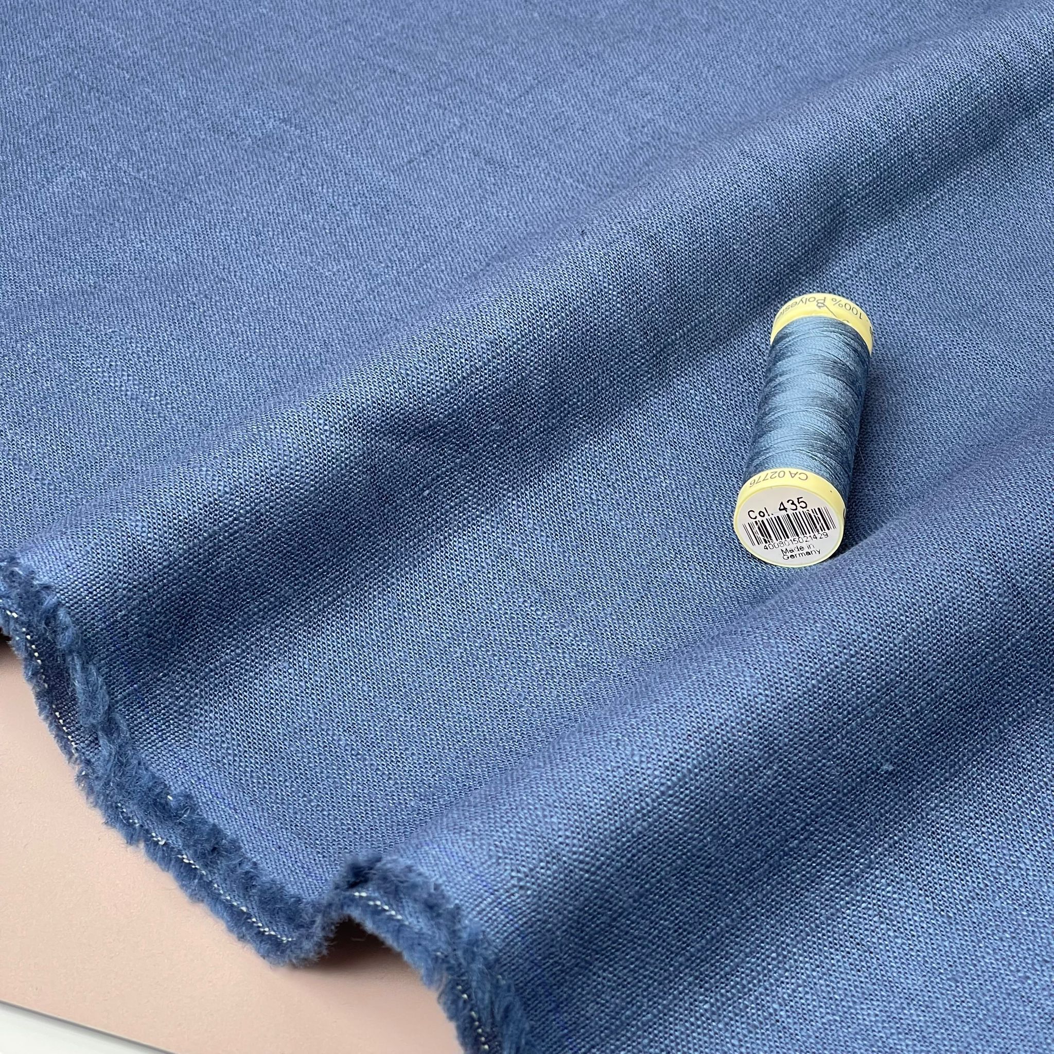 Breeze Dark Cornflower - Enzyme Washed Linen Cotton Fabric