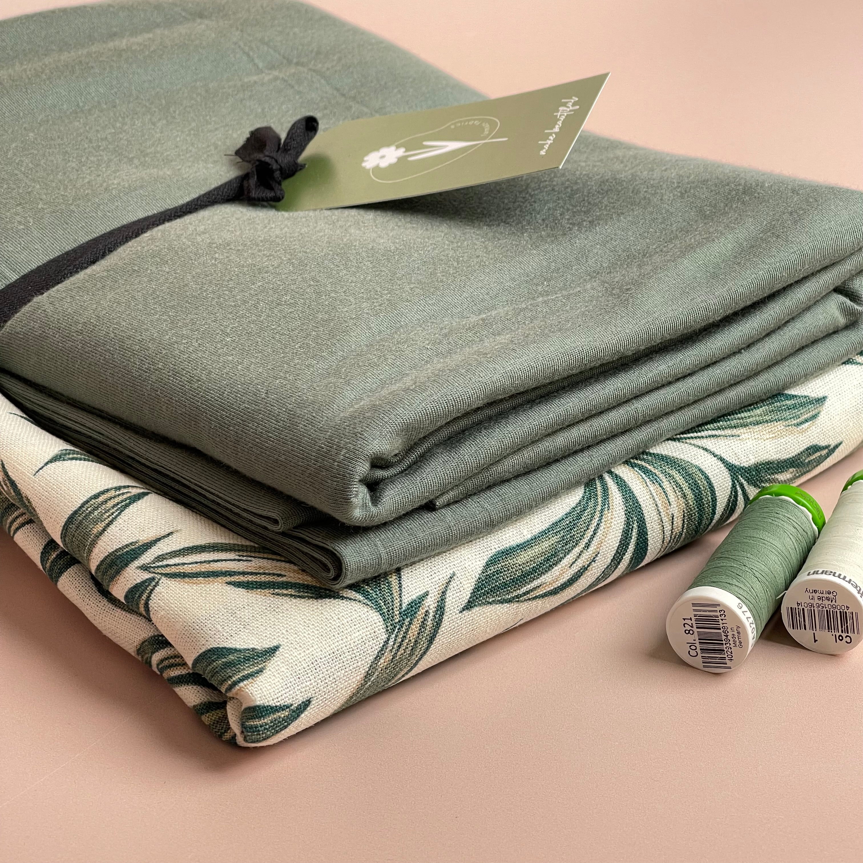 Make an Outfit Colour Bundle - Leaves on Ecru Linen & TENCEL™ Modal Jersey