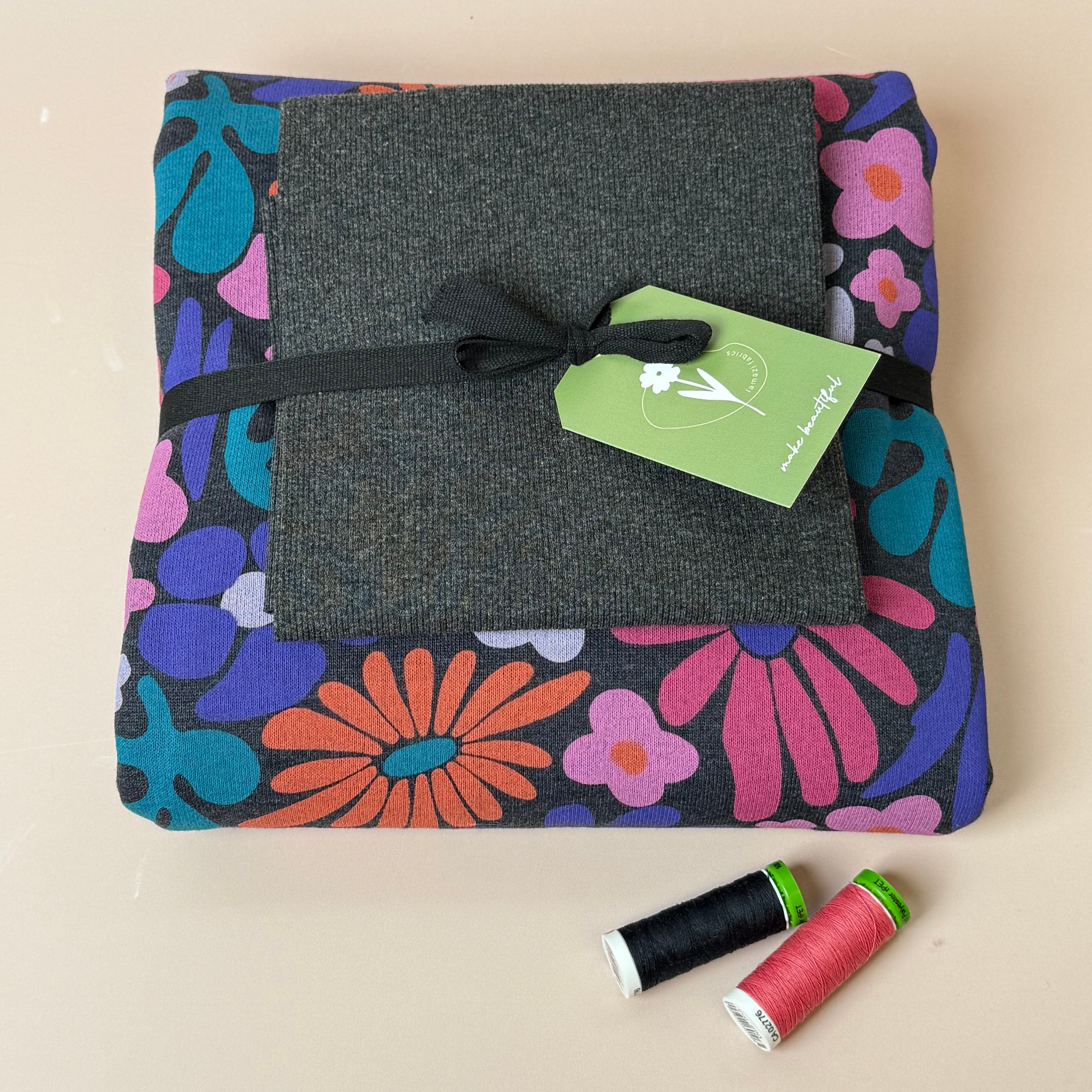 Colour Bundles - Flowers Melange Sweatshirt & Ribbing