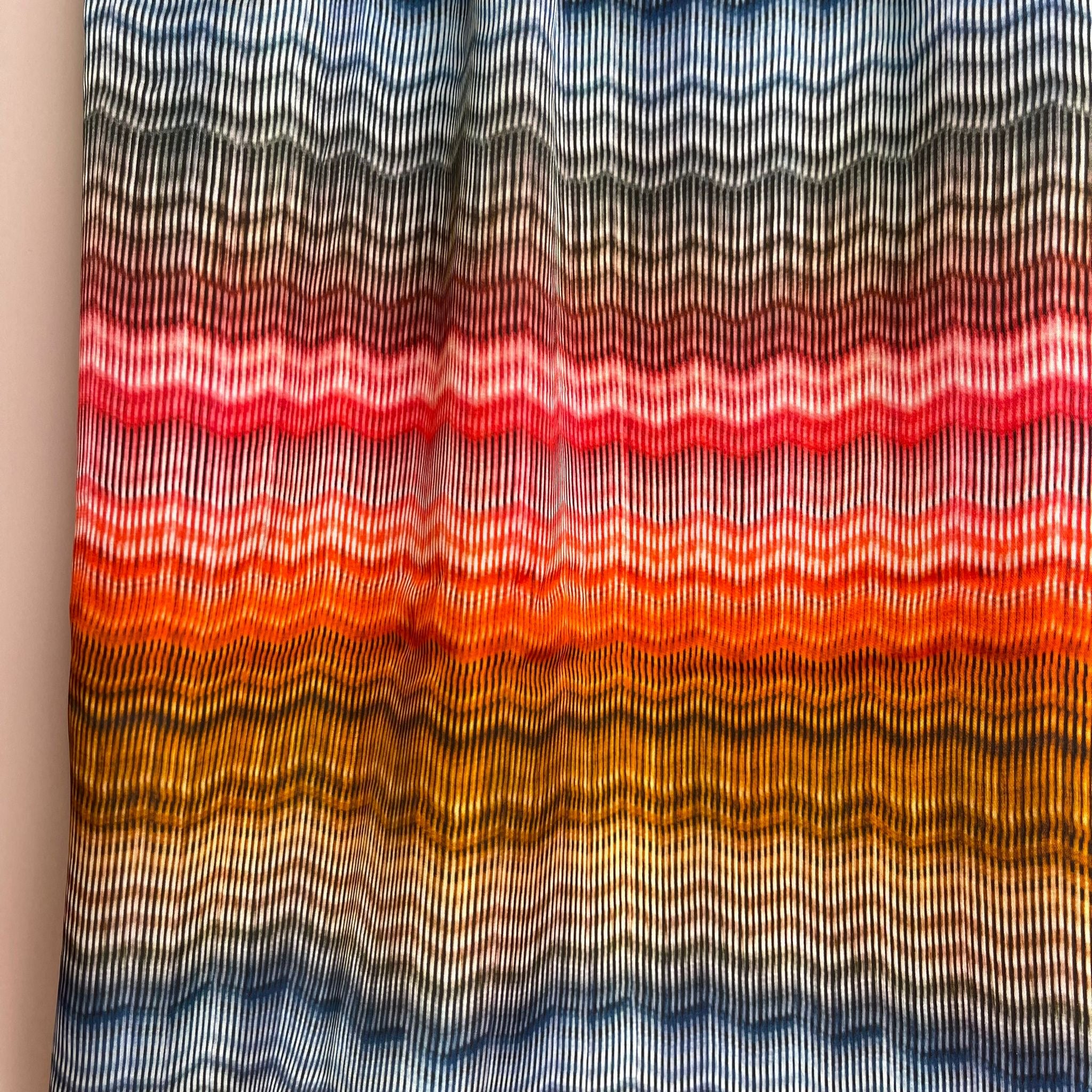 Hazy Waves in Sunset Viscose Sateen Fabric